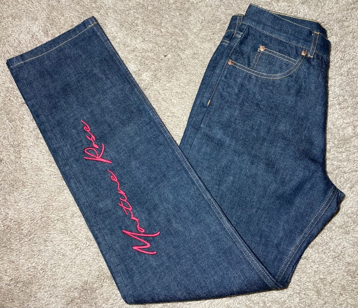 New AW21 Martine Rose Script Logo Jeans 2021 Embroidery