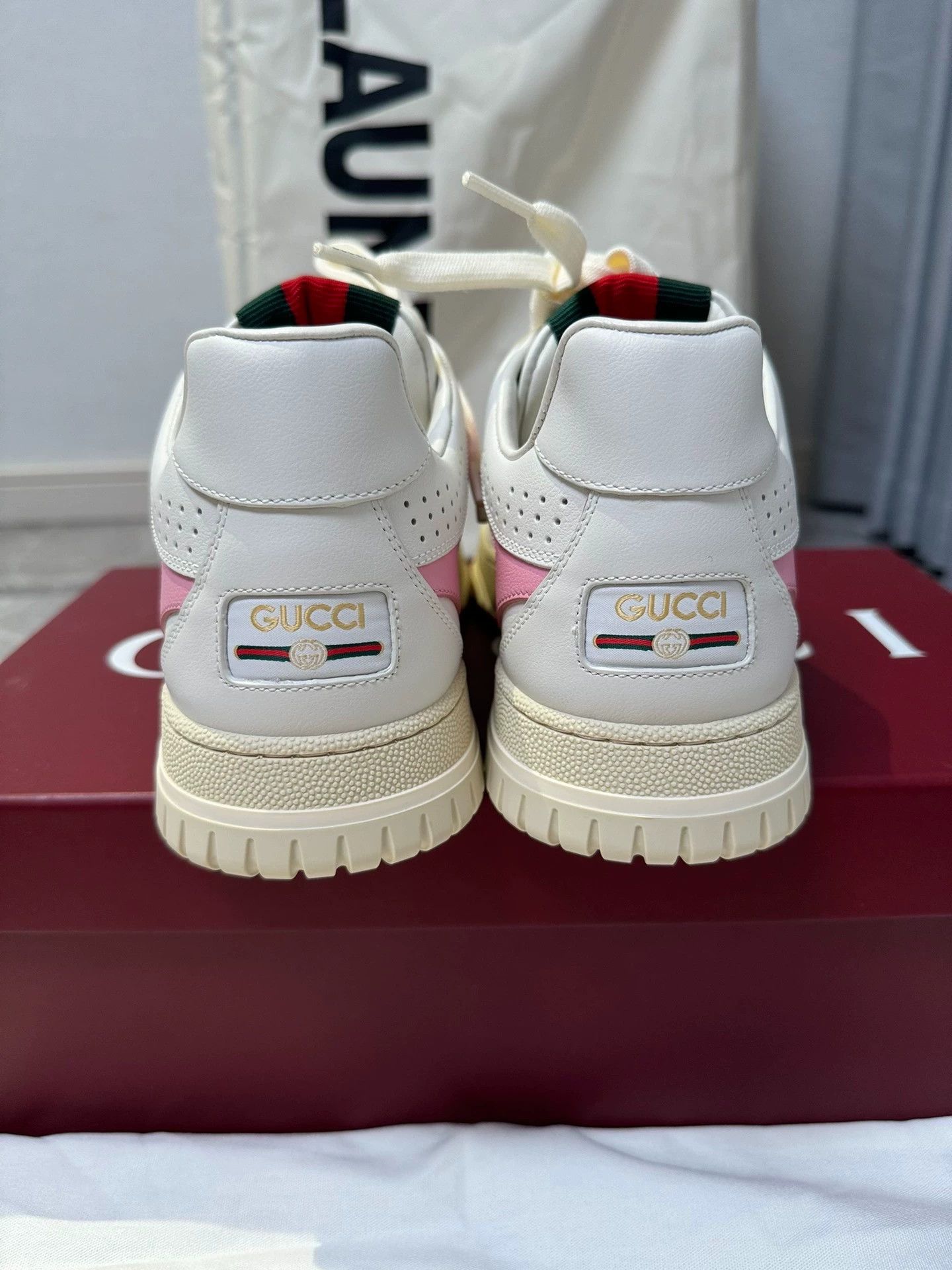 Gucci Gucci Women's Reweb color block white pink sneakers 39 Size US 8.5 / IT 38.5 - 6 Thumbnail