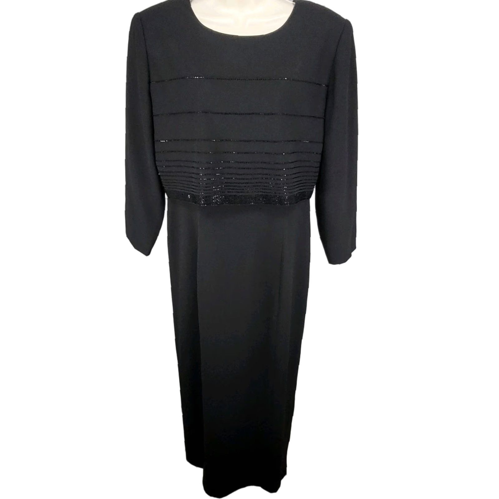 Vintage VTG Rimini Black Long Sleeve Beaded Dress Jacket Shift Size XL / US 12-14 / IT 48-50 - 1 Thumbnail