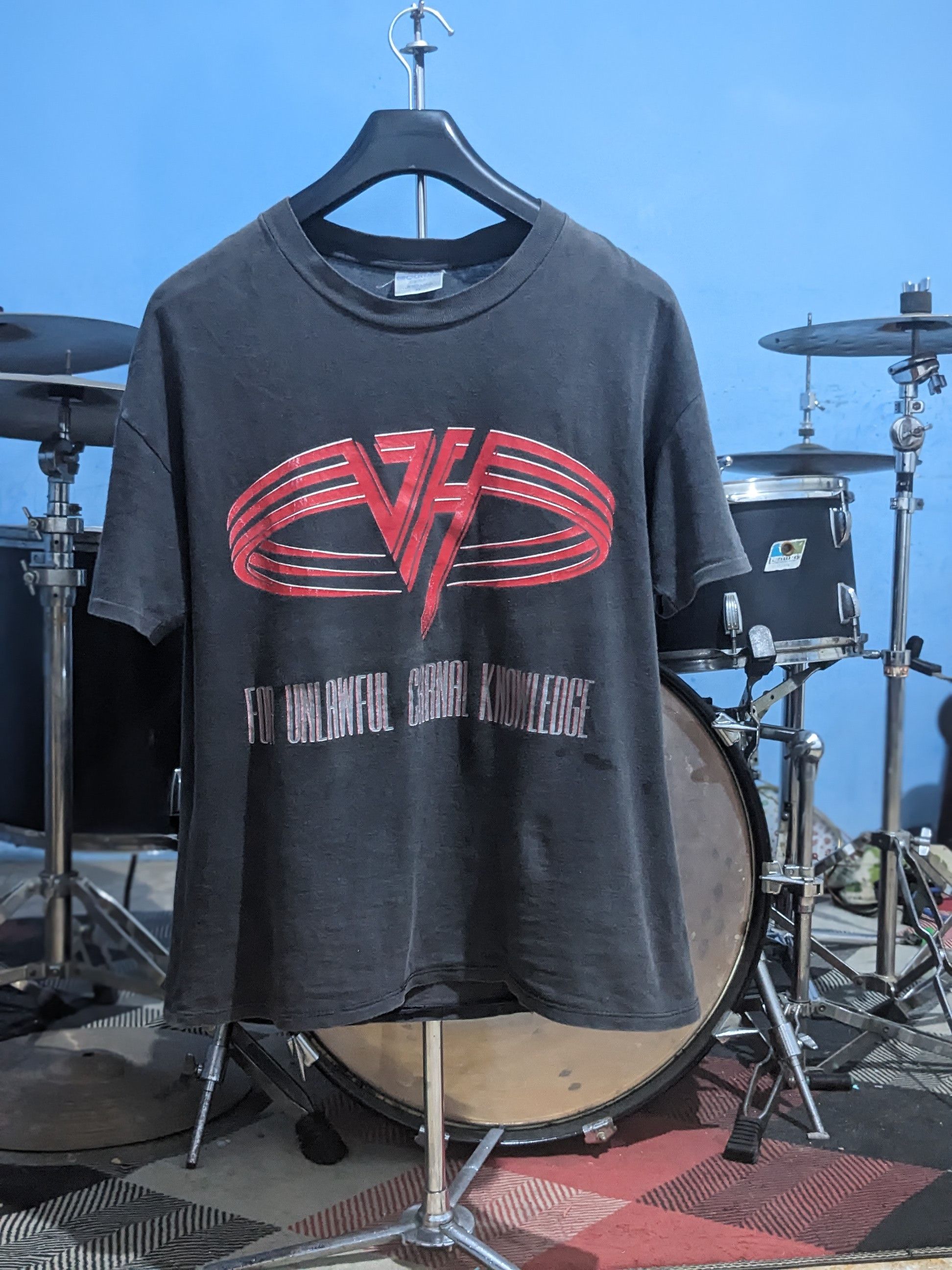 image of Grail Misprint Van Halen F U.c.k 1992 in Faded Black, Men's (Size XL)