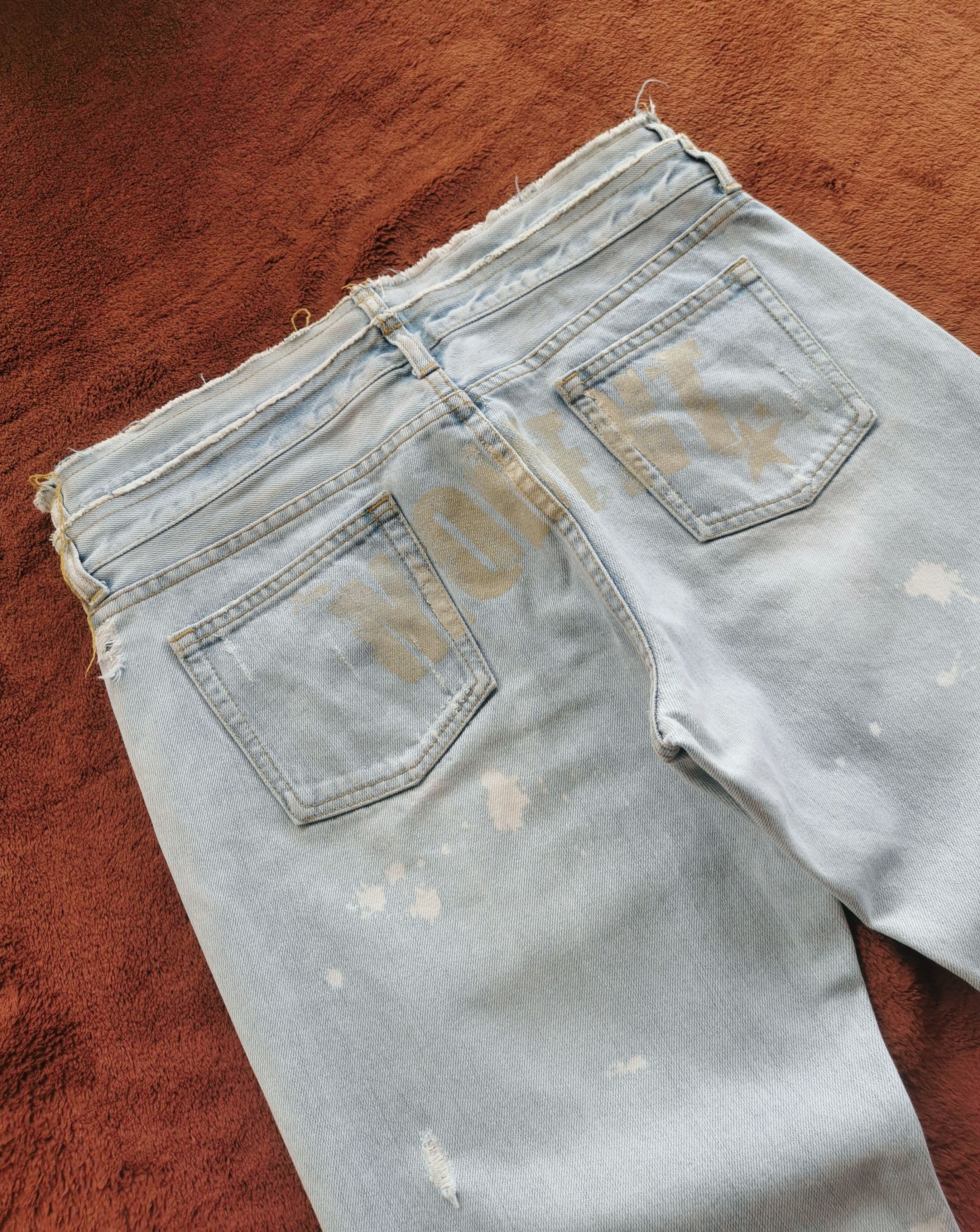 If Six Was Nine Double Waist Distressed Denim Jeans Size US 33 - 8 Thumbnail