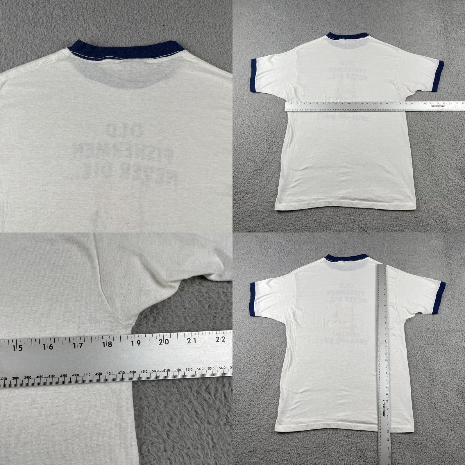 Vintage VINTAGE Sneakers White XL Fisherman Shirt 80s Mens Crew Neck Short Sleeve Cotton Polyester United States Modern Vintage 1982 Made In USA 80s Size US XL / EU 56 / 4 - 9 Thumbnail