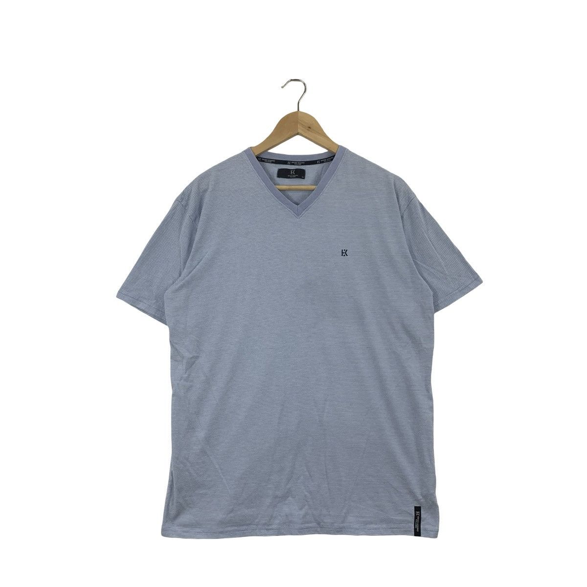 Hiroko Koshino Homme Vintage HIROKO KOSHINO HOMME Stripe Design V Neck Tee Size US S / EU 44-46 / 1 - 1 Thumbnail