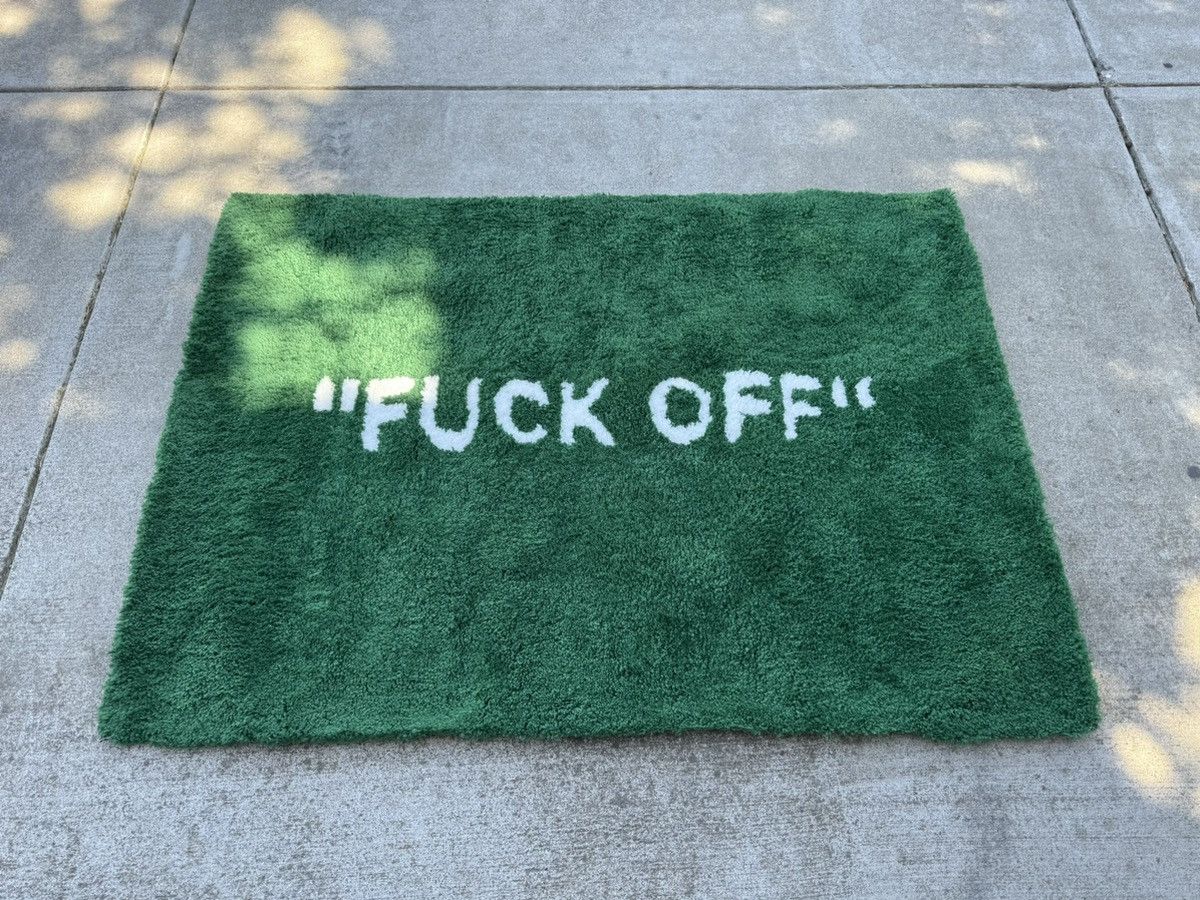 image of Fuck The Population Fuckyourbrand Grass “Fuck Off” Rug in Green, Men's