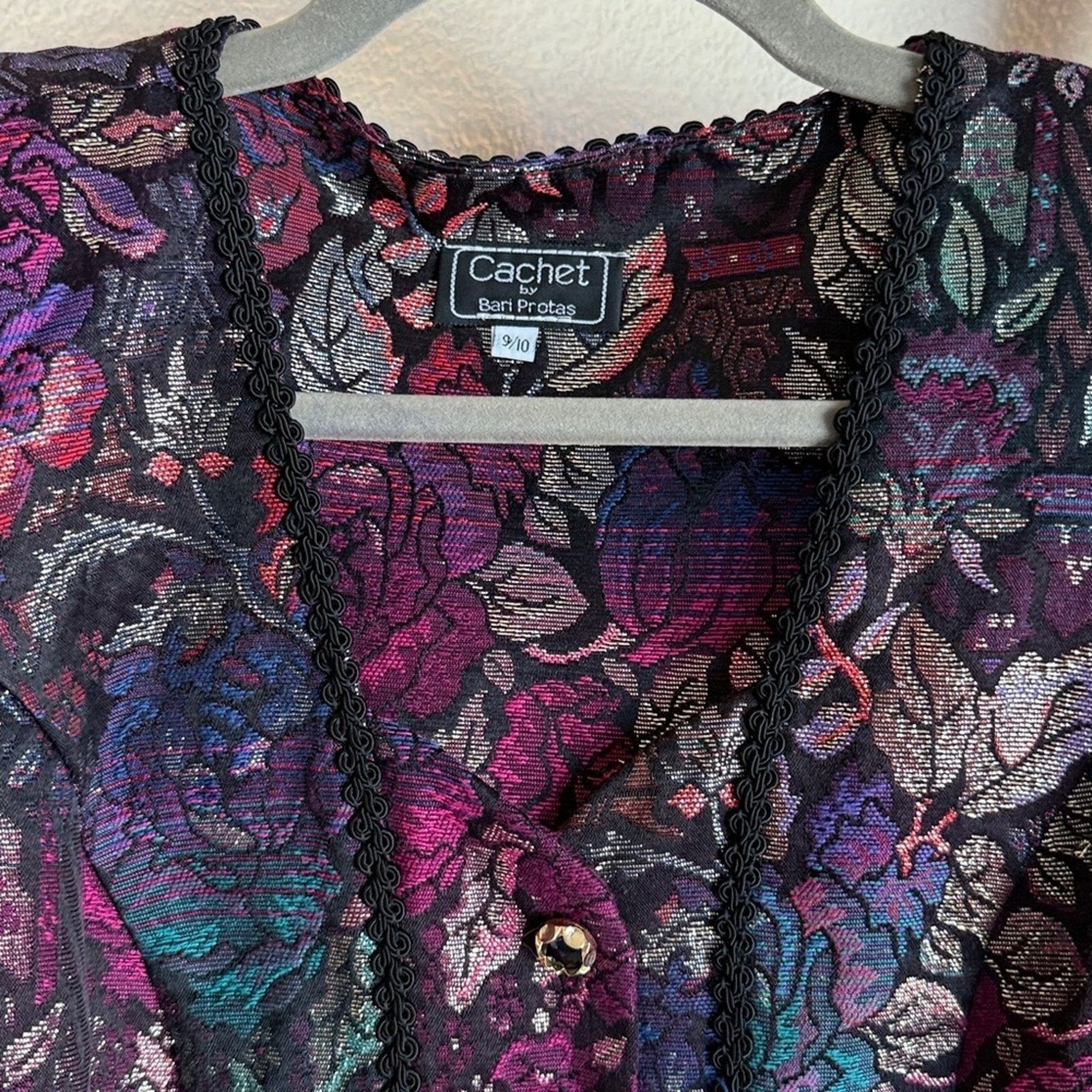 Other Cachet Women's Blazer with Multicolor Floral Design metallic Size M / US 6-8 / IT 42-44 - 3 Thumbnail