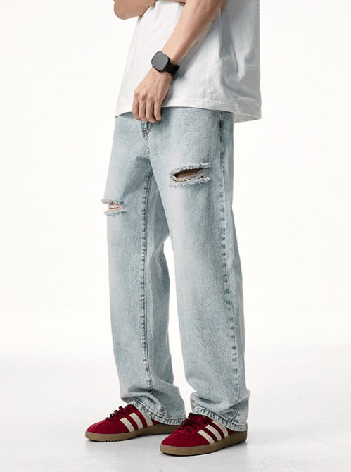 Japanese Brand × Jean Washed distressed clanfit men's trendy ripped jeans Size US 32 / EU 48 - 1 Thumbnail