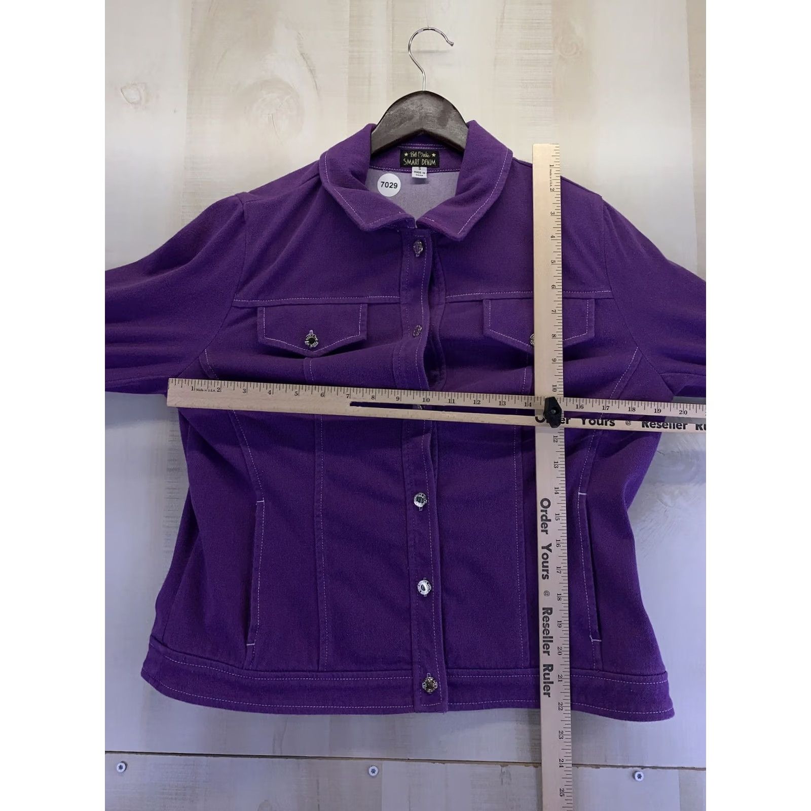 Bob Mackie VINTAGE Bob Mackie Denim Stretch Purple Womens Jacket Size S-7029 Medical? Size S / US 4 / IT 40 - 4 Thumbnail