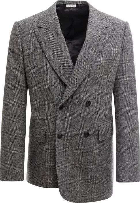 Alexander McQueen 2021 MCQUEEN Mens Asymmetrical Glen Plaid Blazer Jacket Size 46R - 15 Thumbnail