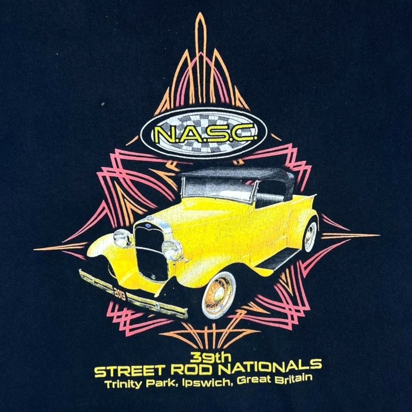 Gildan N.A.S.C. Street Rod Nationals Hot Rod Racing Black T-Shirt Medium Men Graphic Print Shirt Mens Short Sleeve Crew Neck Cotton Black 90s Size US M / EU 48-50 / 2 - 3 Thumbnail