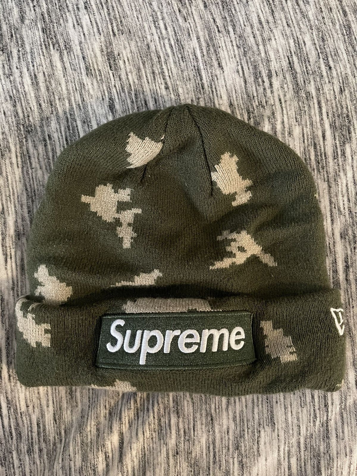 New Era × Supreme Supreme x New Era Camo Box Logo Beanie | Grailed