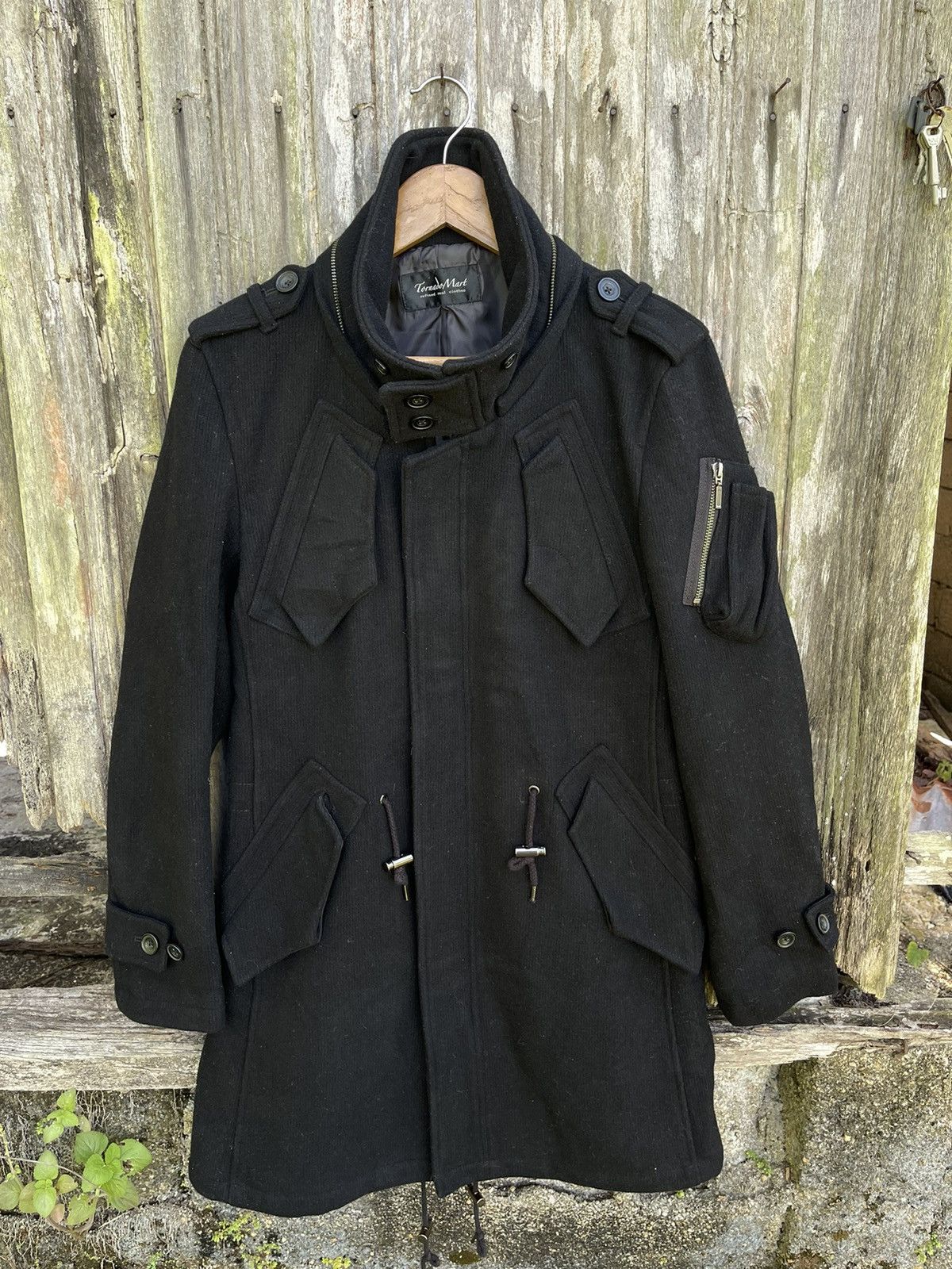 Tornado Mart Tornado Mart Black Military-Inspired Wool Coat Size US S / EU 44-46 / 1 - 1 Thumbnail