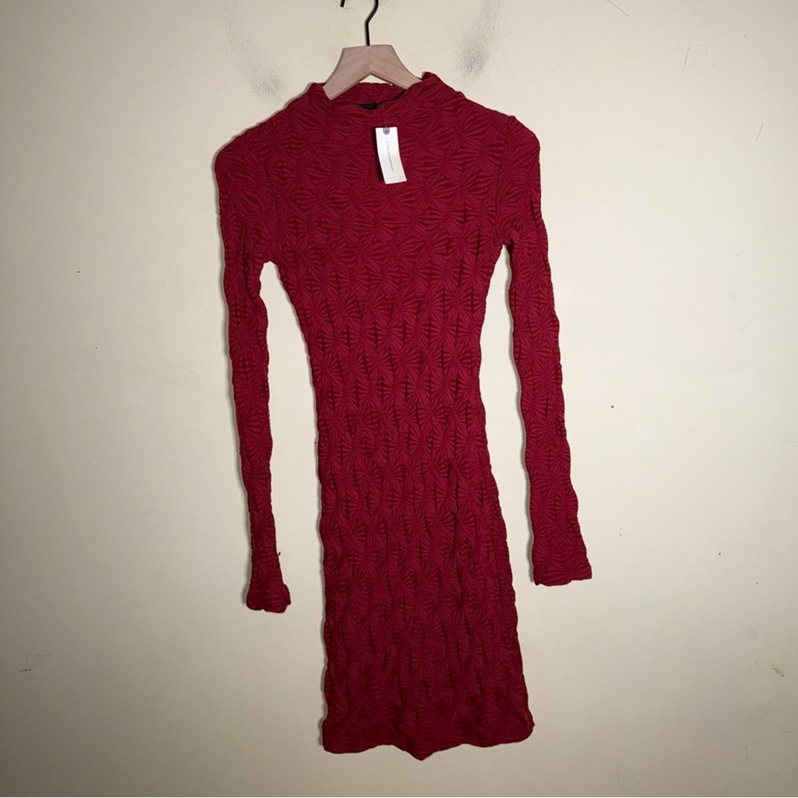 Anthropologie NWT MAEVE ANTHROPOLOGIE Long-Sleeve Scrunch Dress wine XXS Size XS / US 0-2 / IT 36-38 - 11 Thumbnail