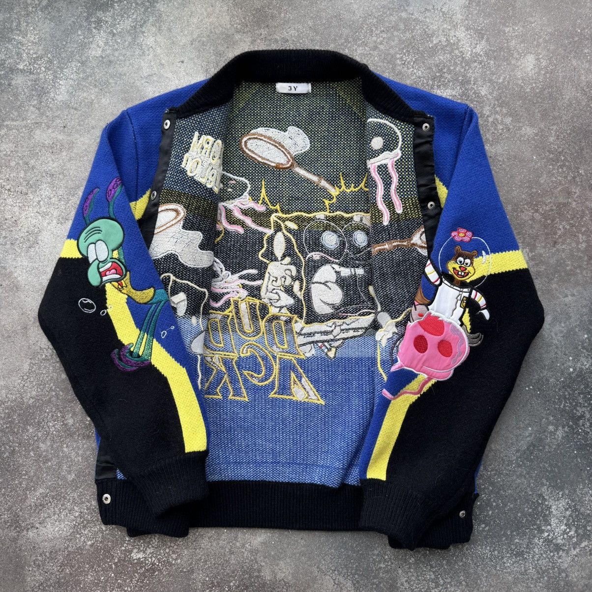 20471120 Sponge Bob Y2K 2000’s Aesthetic Knit Bomber Jacket Size US M / EU 48-50 / 2 - 15 Thumbnail