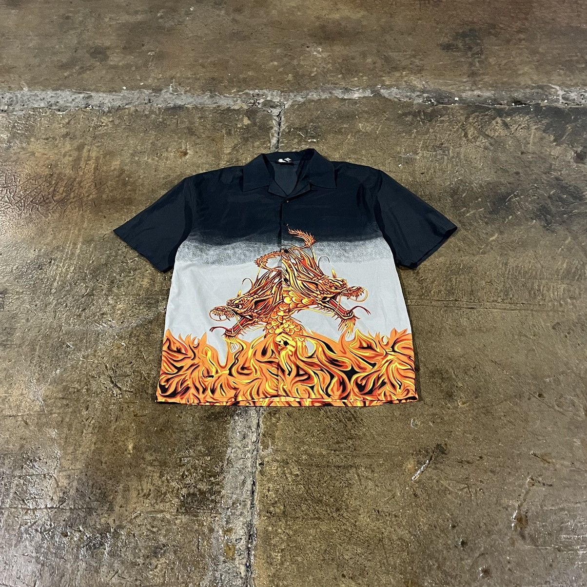 JNCO × Southpole Crazy Y2K JNCO Style Flames Dragon Grunge Goth Button Up Size US XL / EU 56 / 4 - 1 Thumbnail