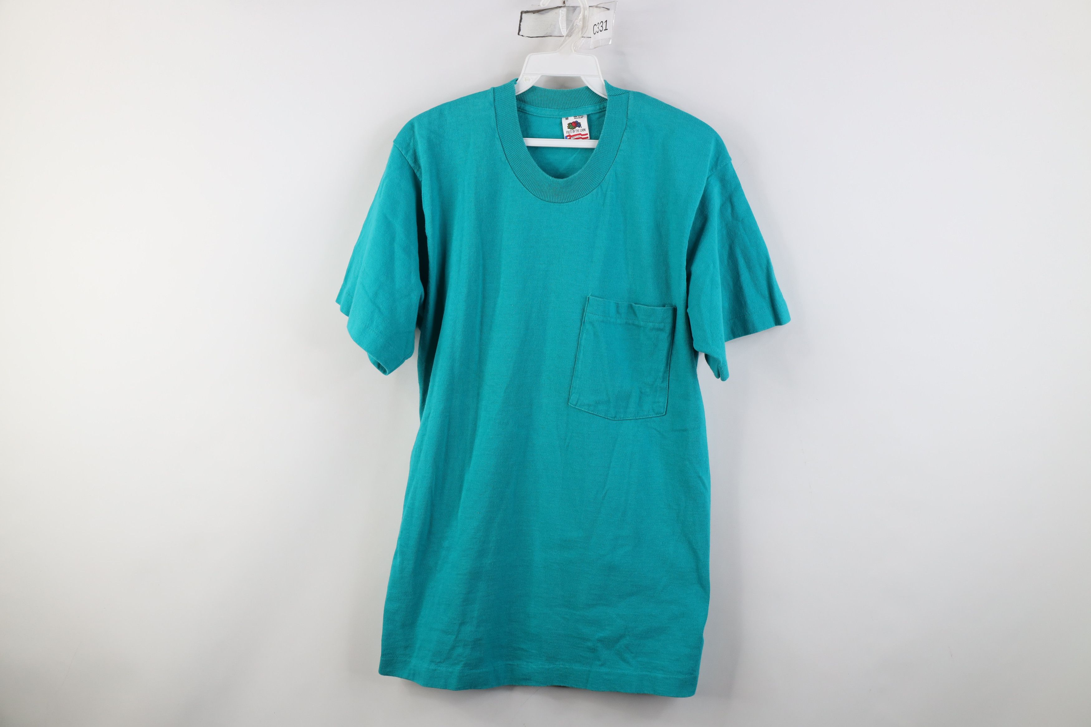 Vintage Vintage 90s Streetwear Heavy Cotton Pocket T-Shirt Teal USA Size US M / EU 48-50 / 2 - 1 Thumbnail