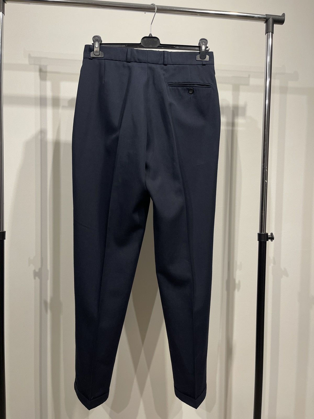 Vintage Vintage Sandro Pozzi Wool Pleated Trousers Navy Blue US30in Size 36R - 4 Thumbnail