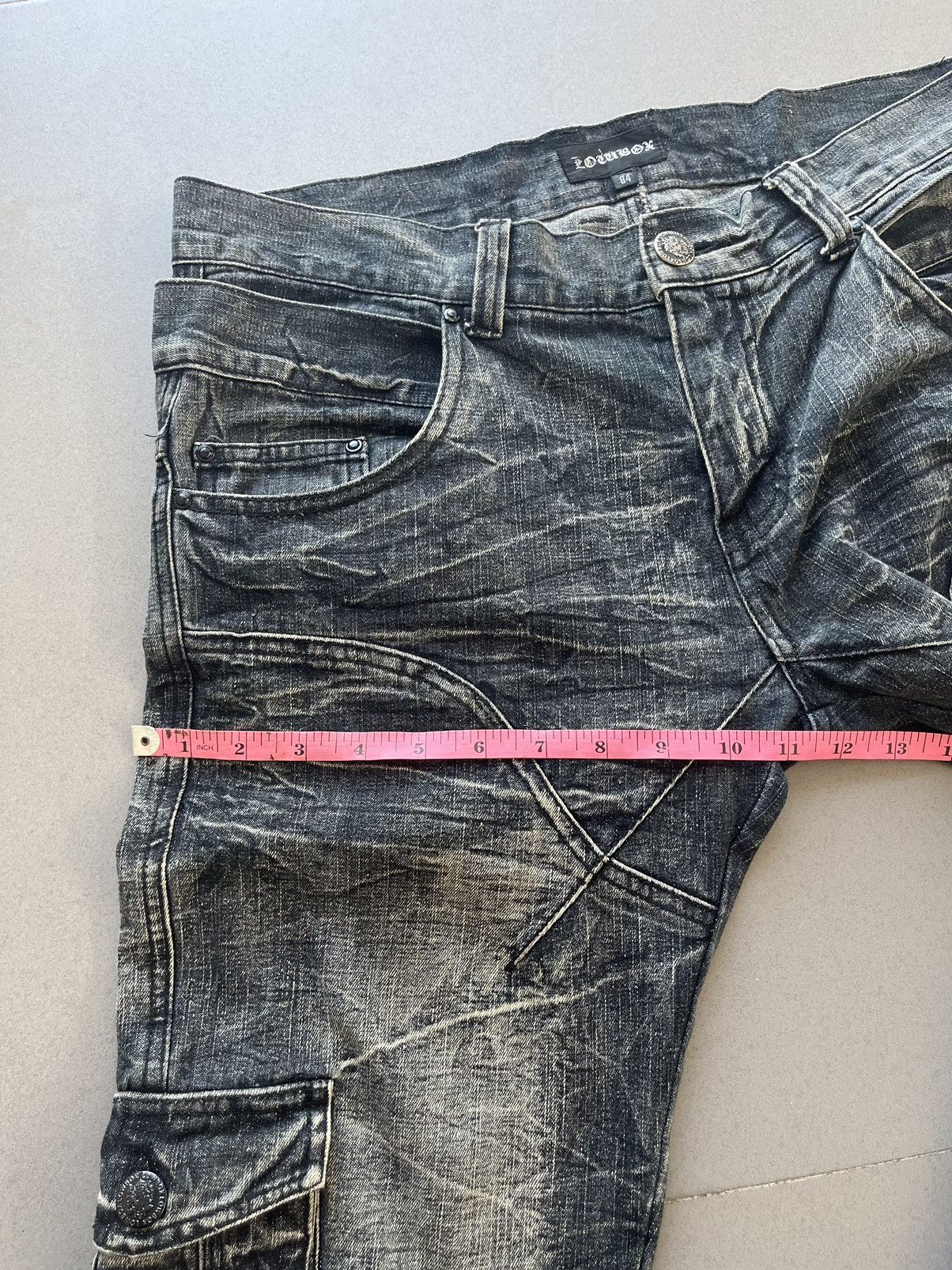 LOWBOX Japanese~Lowbox Flare BootCut Denim Cargo Multi Pocket Pants Size US 32 / EU 48 - 16 Thumbnail