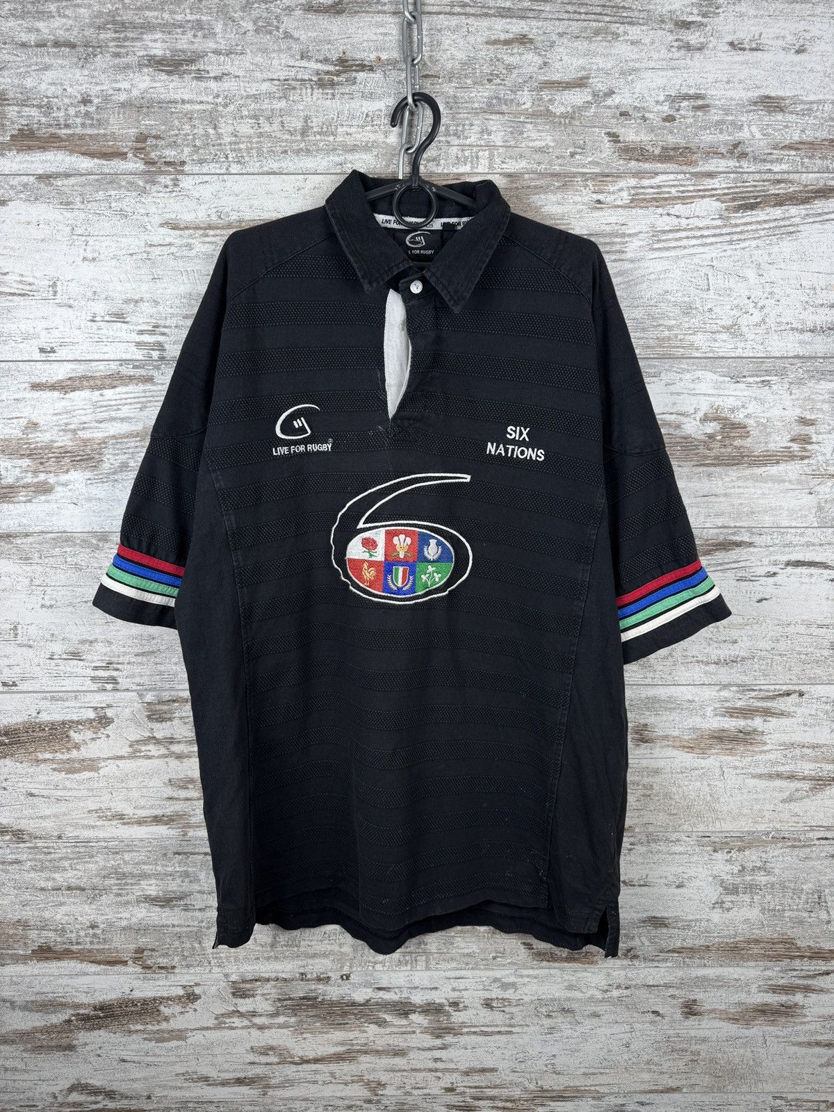 Vintage Mens Vintage Six Nations rugby jersey T-shirt tee polos Size US L / EU 52-54 / 3 - 2 Thumbnail