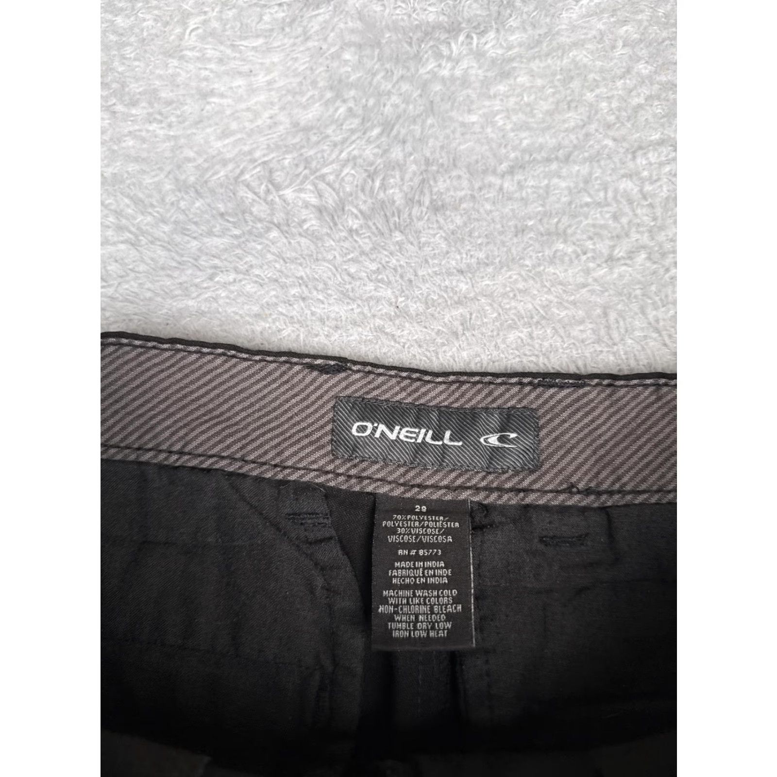 O'Neill O'Neill Mens 28 Black Striped Flat Front Chino Shorts Inseam 10 Casual Summer Logo Pockets Slash Pocket Linear Beach Size US 28 / EU 44 - 7 Thumbnail