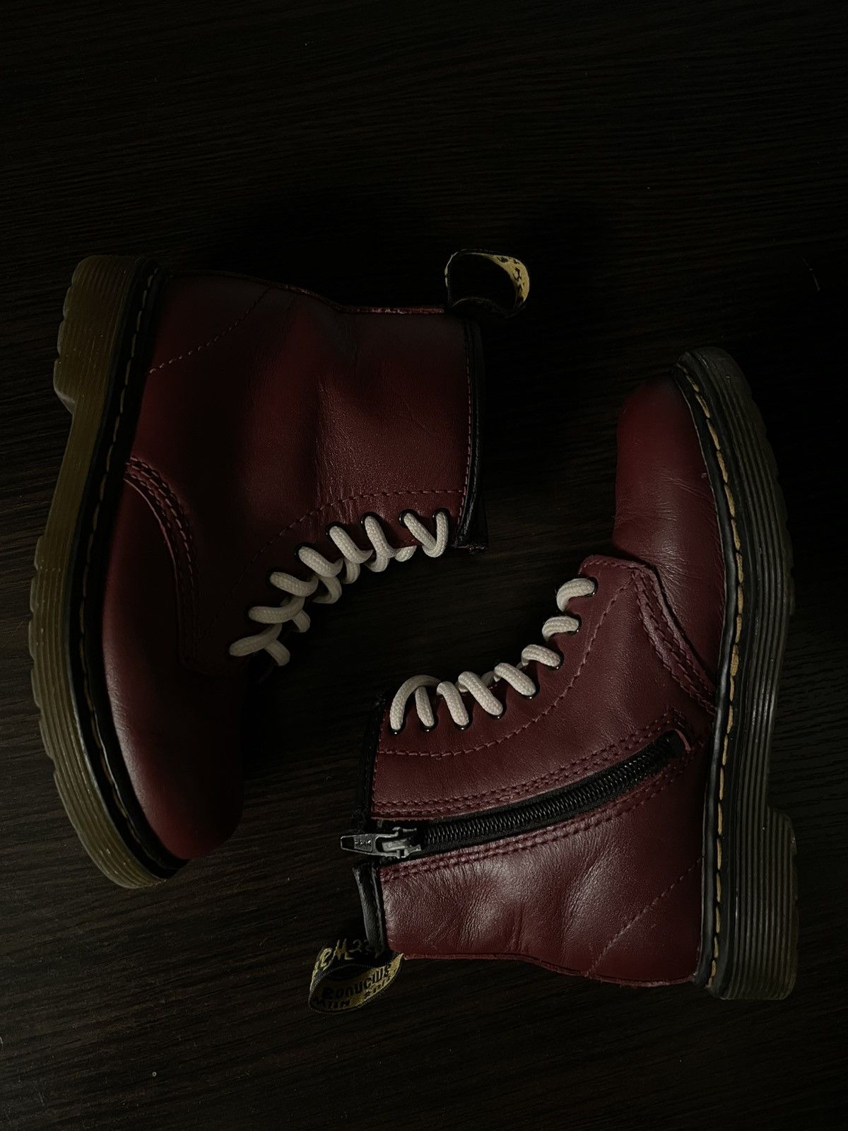 Children of the discordance × Dr. Martens × Red Wing Unisex DR.MARTENS Brooklee 1460 Leather Cherry Zip High-Top Boots Kids UK9 US 10 Size US 4 / IT 34 - 11 Thumbnail
