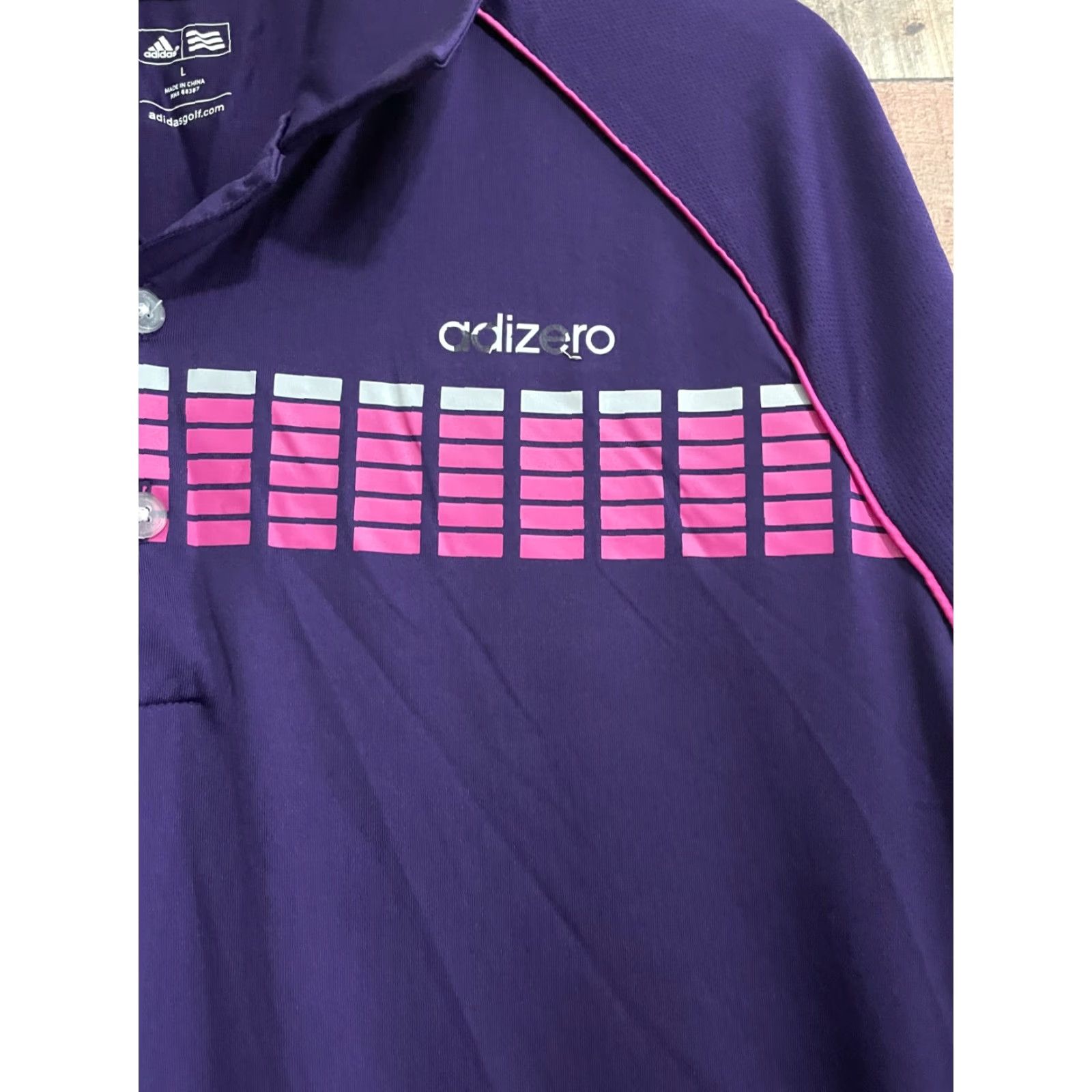 Adidas Adidas Adizero Polo Shirt Mens Large Golf Striped Purple Size US L / EU 52-54 / 3 - 2 Thumbnail