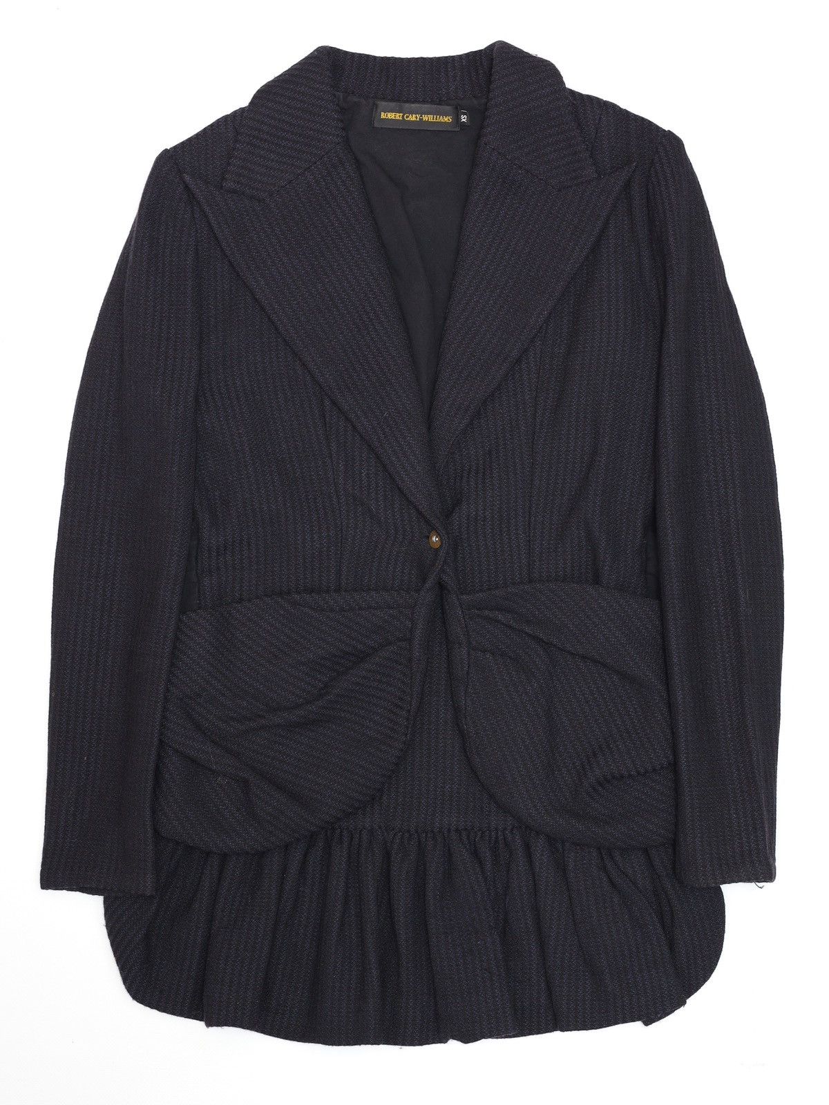 Other Robert Cary Williams Navy Wool Striped Long Blazer Jacket Size XS / US 0-2 / IT 36-38 - 4 Thumbnail