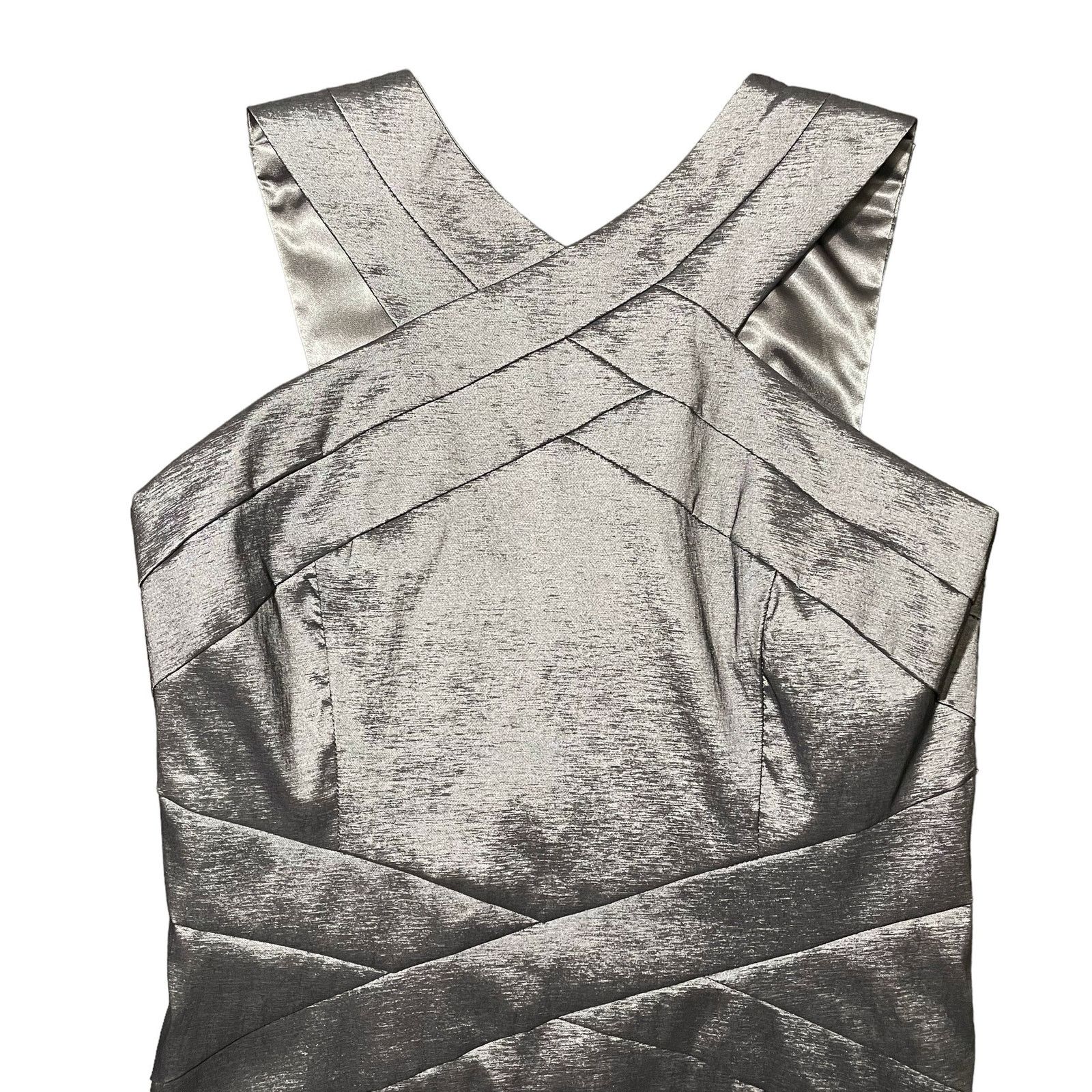 Jessica McClintock Jessica McClintock Metallic Cocktail Mini Dress Silver 14 Size XL / US 12-14 / IT 48-50 - 2 Thumbnail