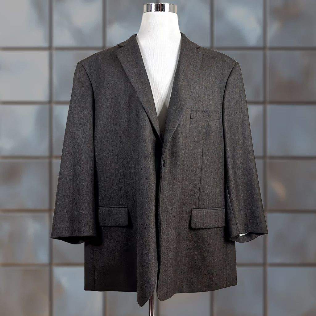 Joseph Joseph & Feiss Sport Coat 58R Wool Brown Herringbone Two-Button Vented Jacket Mens 58 Regular Notch Lapel Size US XS / EU 42 / 0 - 1 Thumbnail