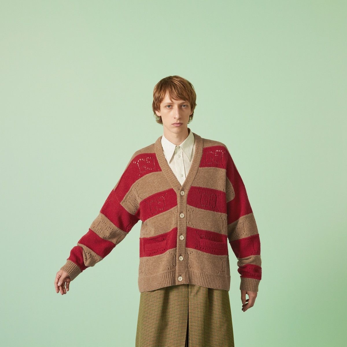 Gucci o1s1wg110925 GG Striped Wool Cardigan in Multicolor Size US L / EU 52-54 / 3 - 5 Thumbnail