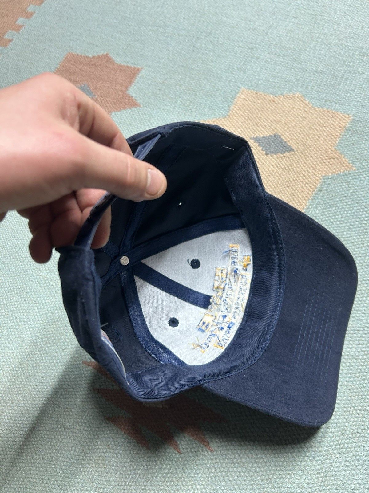 Vintage Vtg SnapBack hat H&E tire service flint Michigan blue yellow Size ONE SIZE - 6 Thumbnail