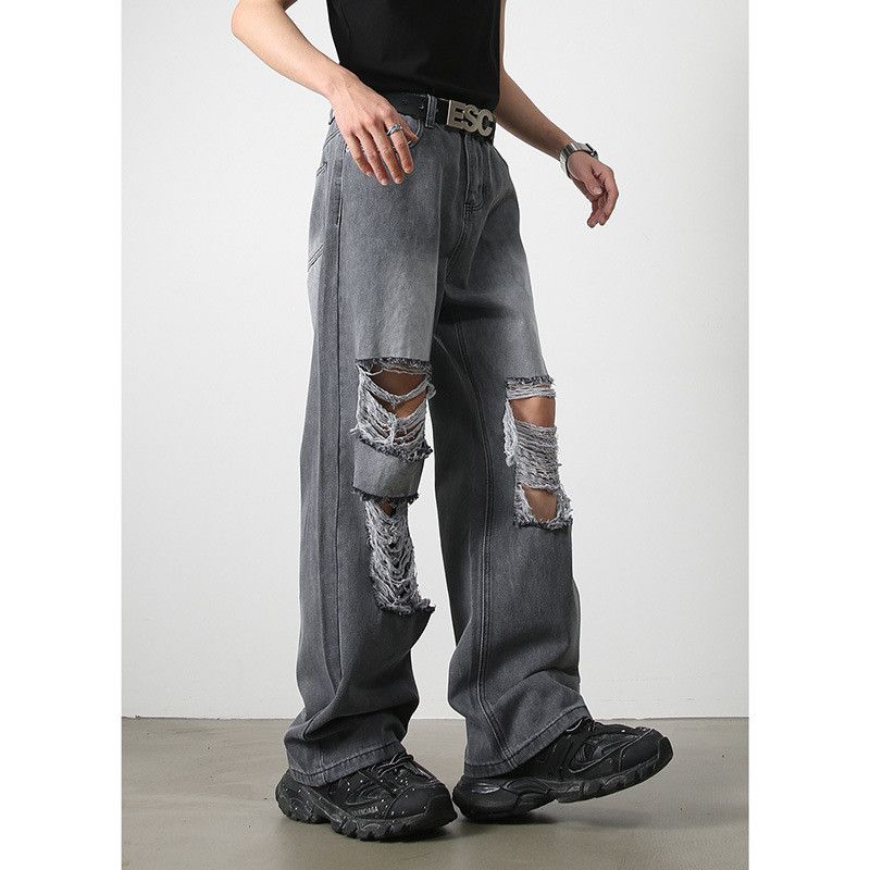 Vintage Men's Vintage Grey Distressed Jeans Size US 32 / EU 48 - 4 Thumbnail