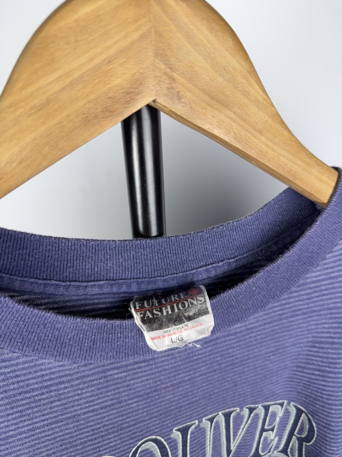 Vintage Vintage 90s Retro Logo Vancouver Canada Striped Tee Shirt Size US L / EU 52-54 / 3 - 7 Thumbnail