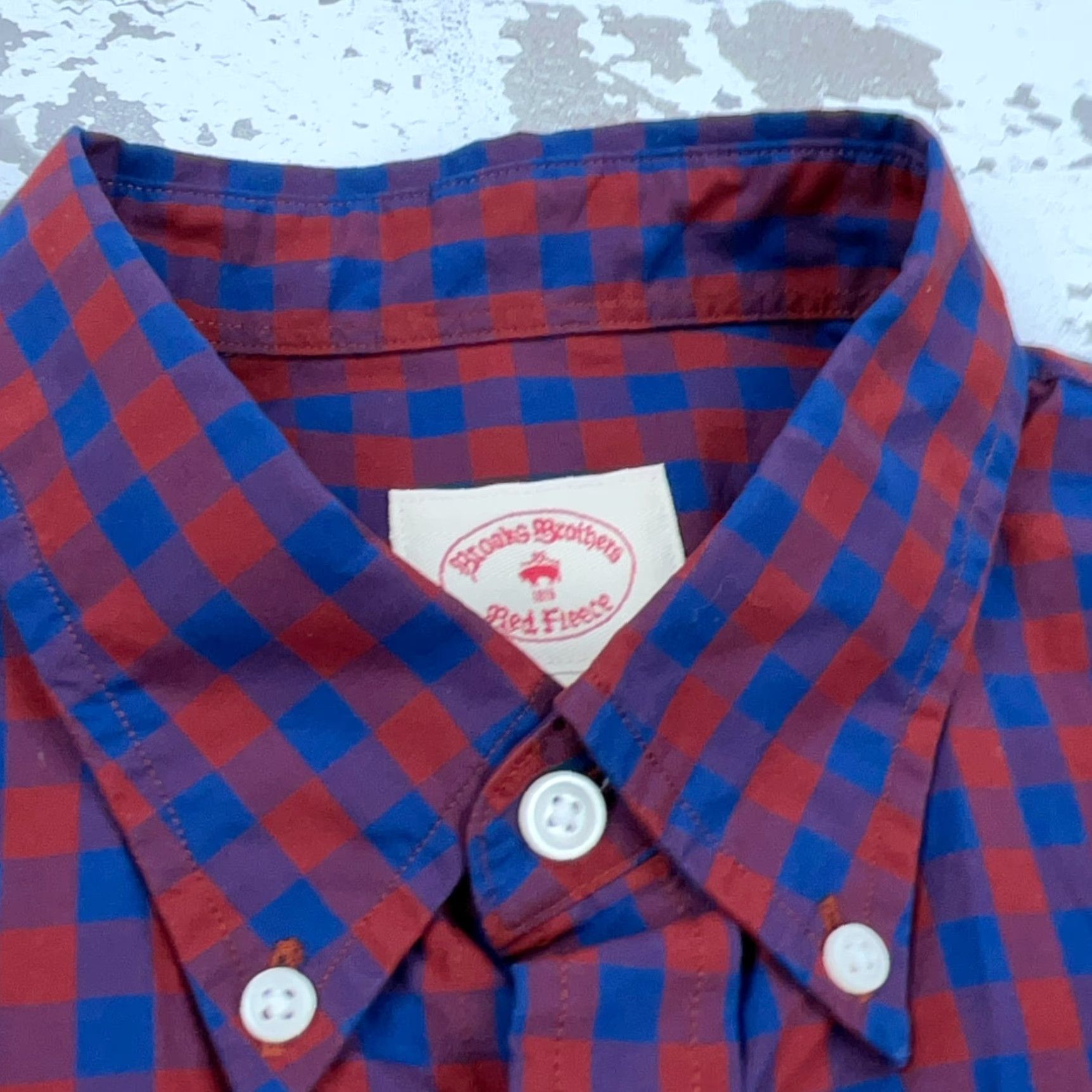 Brooks Brothers Brooks Brothers Shirt Men Medium Red Blue Gingham Check Button Up Dress Poplin Size 40R - 4 Thumbnail