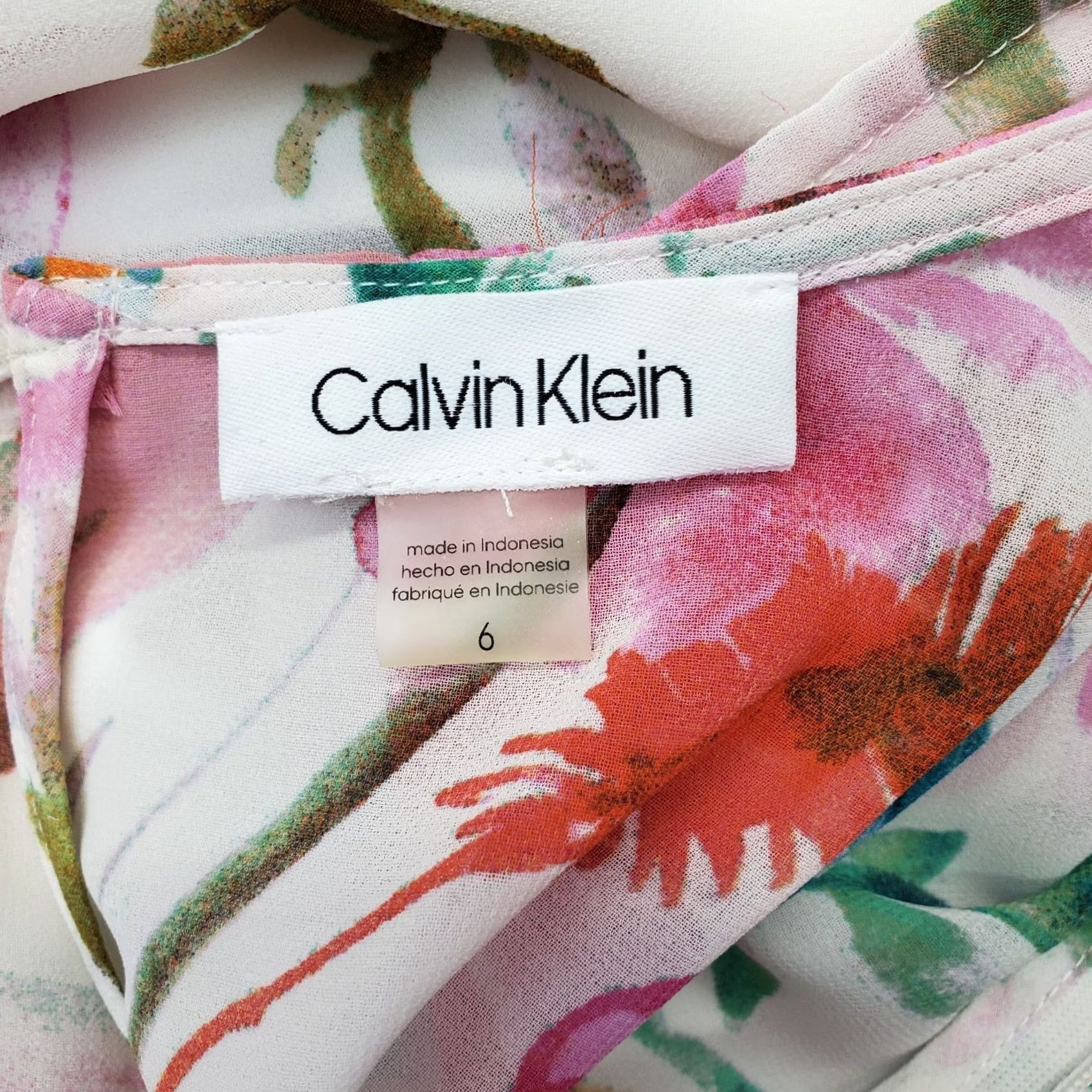 Calvin Klein Calvin Klein Dress Womens 6 Multicolor Floral Surplice Neck Layered Hem Sleeveless Long Dress W/Liner Size M / US 6-8 / IT 42-44 - 3 Thumbnail
