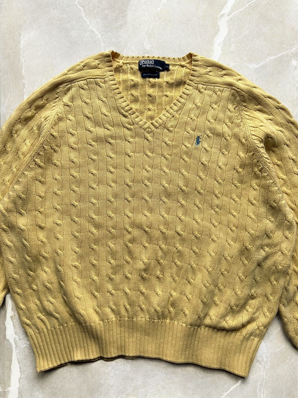 Polo Ralph Lauren × Vintage Polo RALPH LAUREN Yellow NEON Heavy KNIT Sweater sweatshirt Size US XL / EU 56 / 4 - 2 Thumbnail