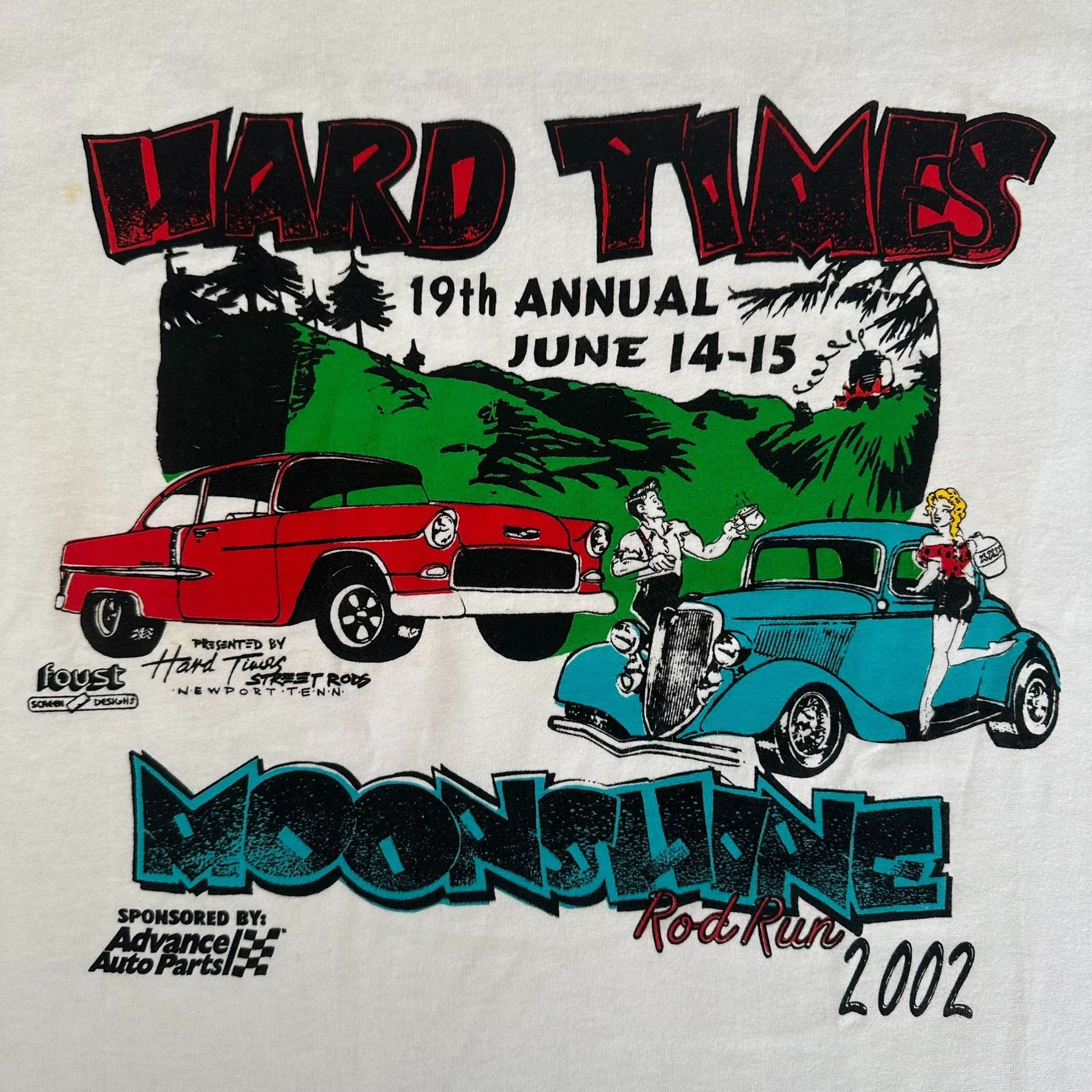 Anvil Vintage Y2K Moonshine Rod Run Car Show T-Shirt White M Retro Size US M / EU 48-50 / 2 - 2 Thumbnail