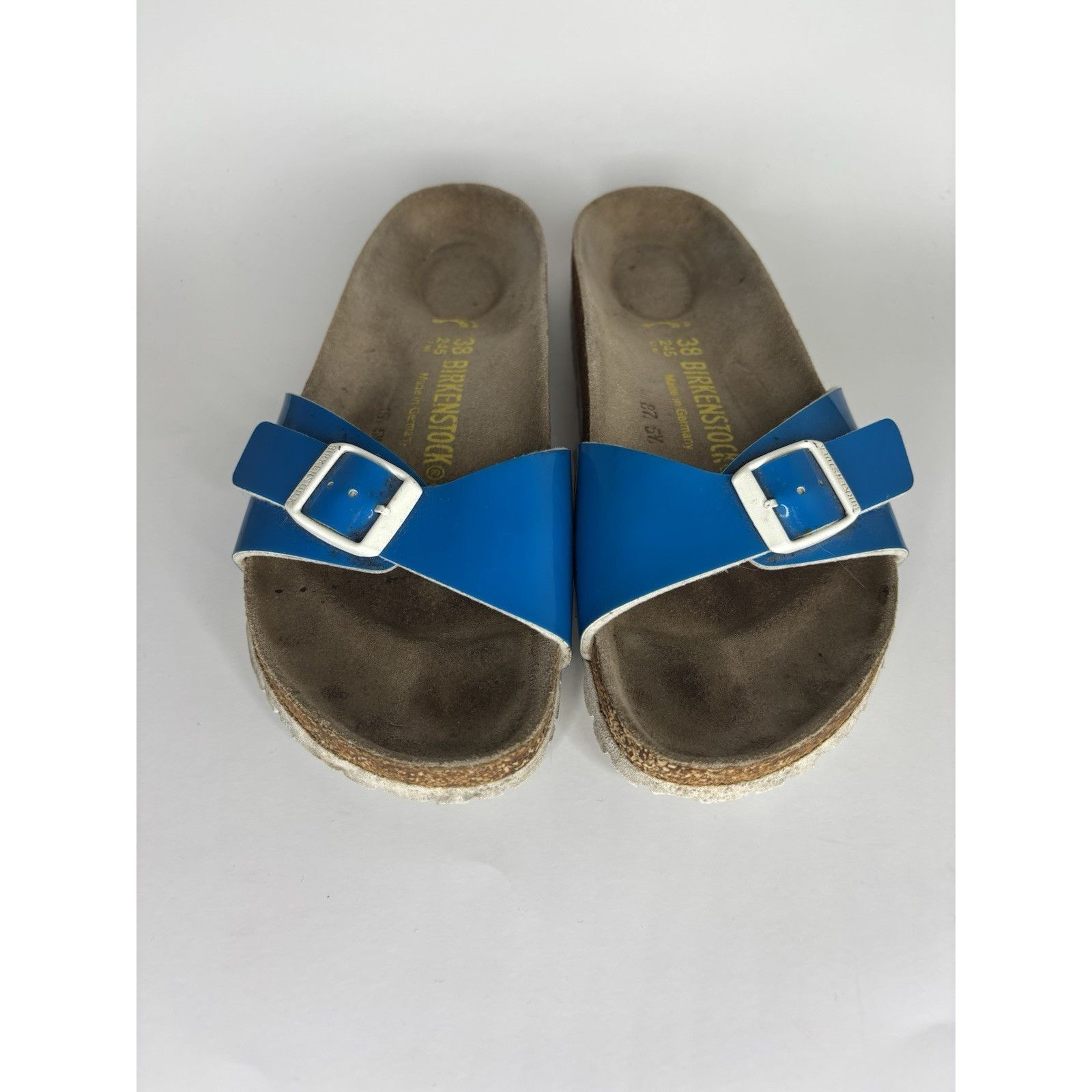 Birkenstock Birkenstock Madrid Blue Patent Leather Slides Sandals Women Size US 7.5 / IT 37.5 - 10 Thumbnail