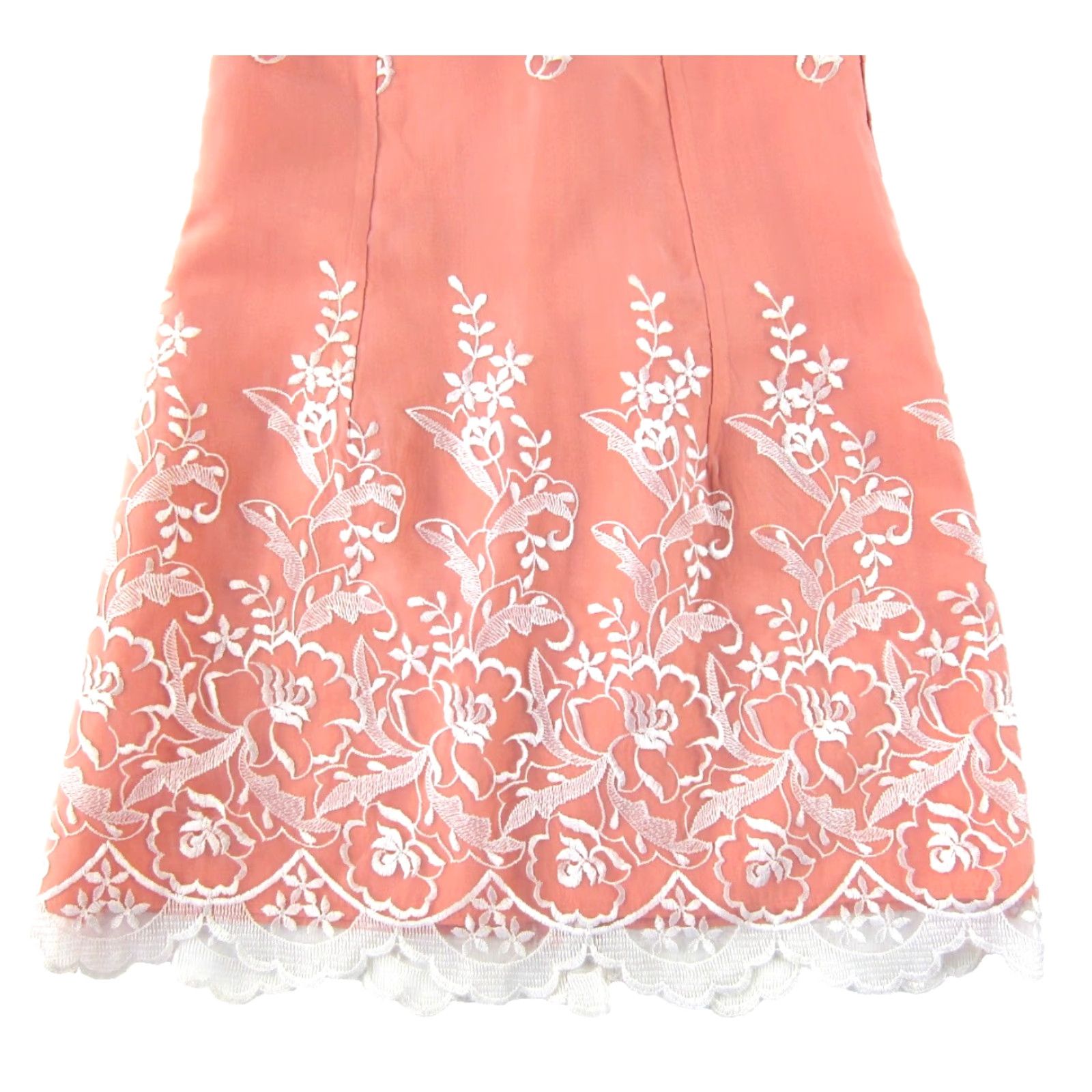 Vintage VINTAGE Faith Couture Dress Halter Floral Embroidered Lace Knee Length Orange White, Medium, Women, Casual, Formal, Wedding, 100% Polyester Size M / US 6-8 / IT 42-44 - 5 Thumbnail