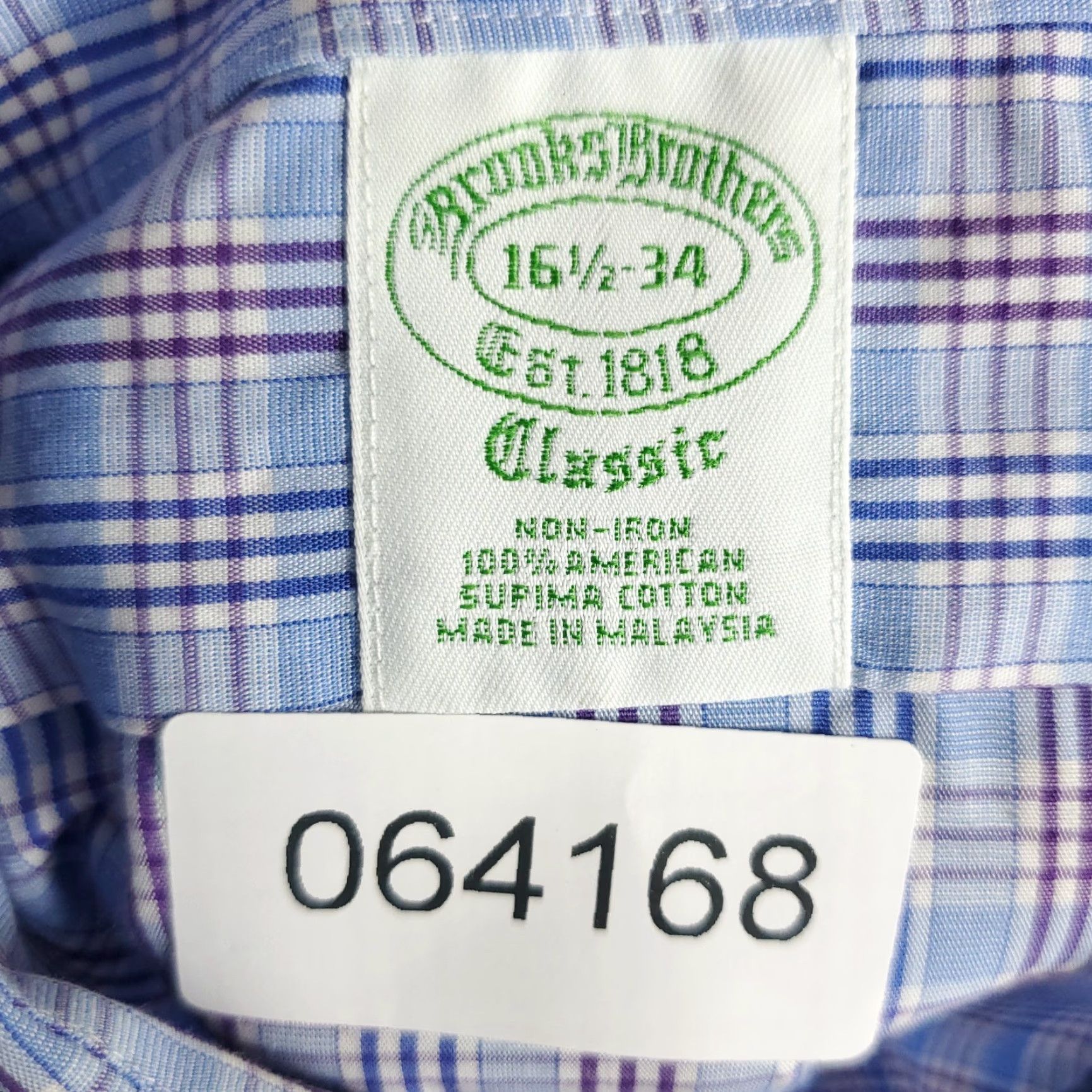 Brooks Brothers BROOKS BROTHERS Shirt Men's 16.5 Blue Plaid Regent Dress Button Up Long Sleeve Non-Iron Classic Casual Workwear Mens Size 42R - 8 Thumbnail