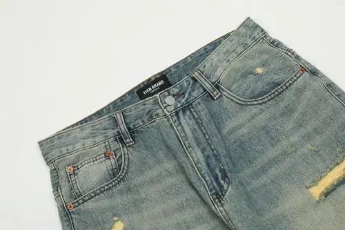 Jean Wide-leg washed straight whisker ripped cargo flared jeans Size US 32 / EU 48 - 4 Thumbnail