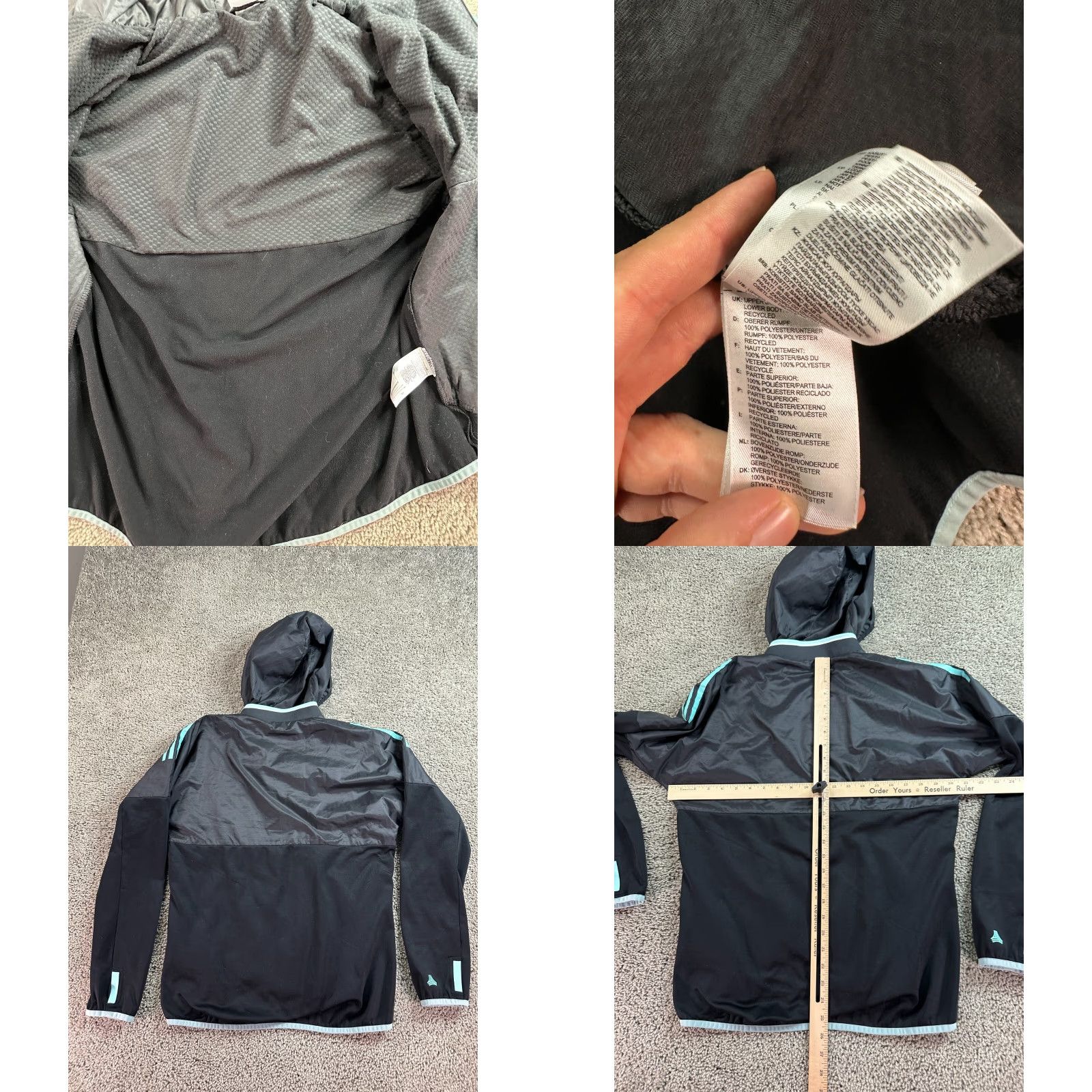 Adidas Adidas Jacket Womens Small Black Blue Striped Full Zip Windbreaker Logo Jacket Womens S Black Size S / US 4 / IT 40 - 8 Thumbnail
