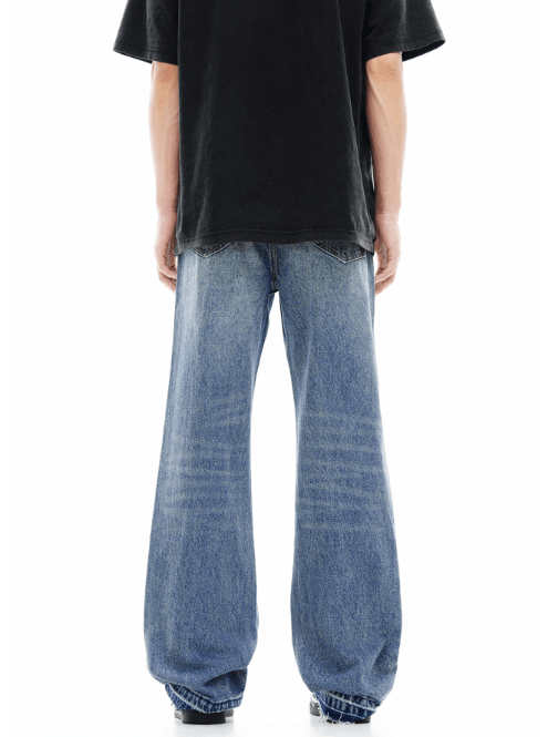 Japanese Brand High street washed and worn casual straight jeans Size US 32 / EU 48 - 4 Thumbnail