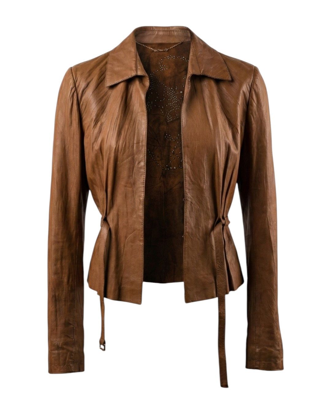 Roberto Cavalli FLORAL PERFORATED LEATHER BELTED JACKET Size M / US 6-8 / IT 42-44 - 1 Thumbnail