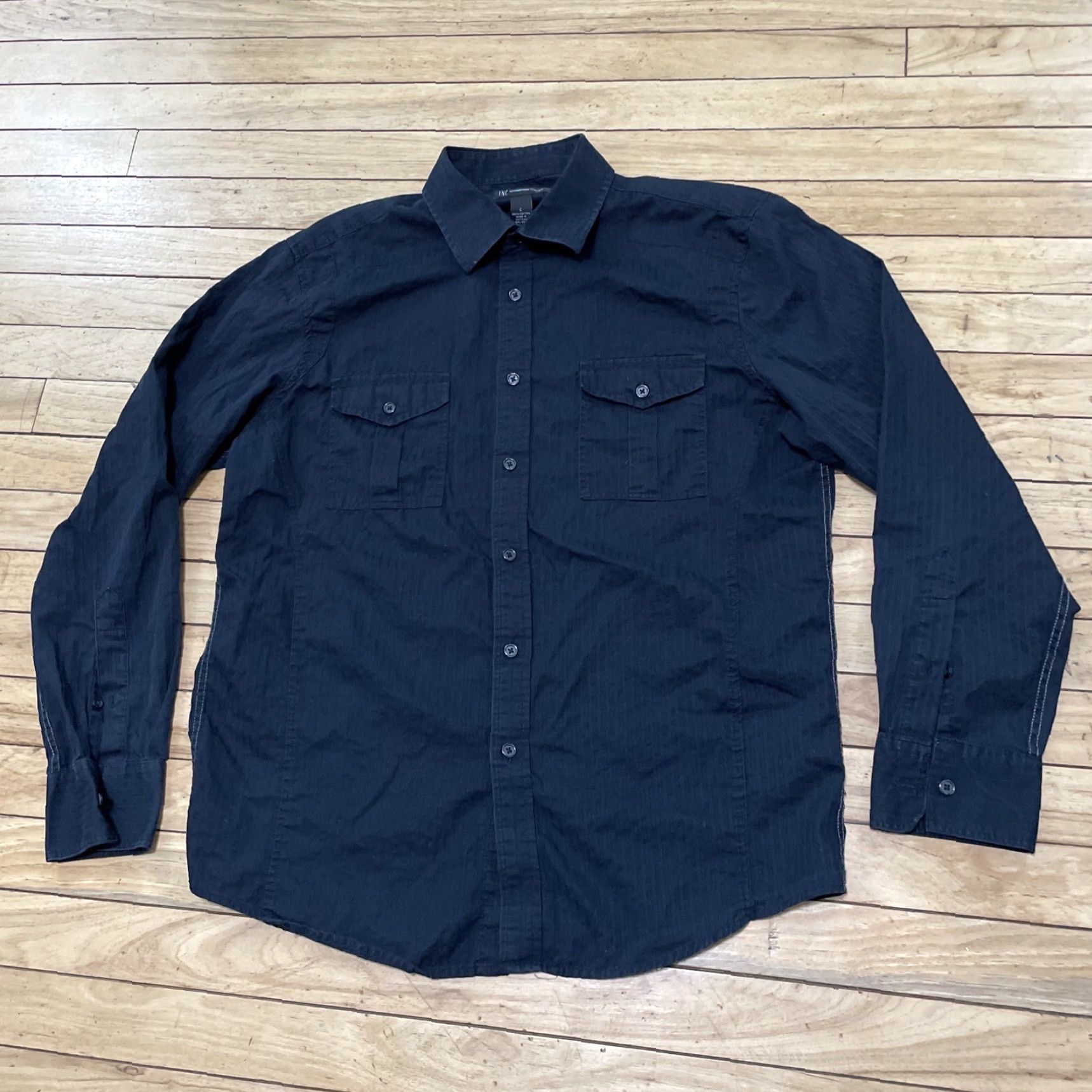 Vintage INC International Concepts Button Shirt Men L Black Preppy Western Military Shirt Button-Up Casual Size US L / EU 52-54 / 3 - 3 Thumbnail