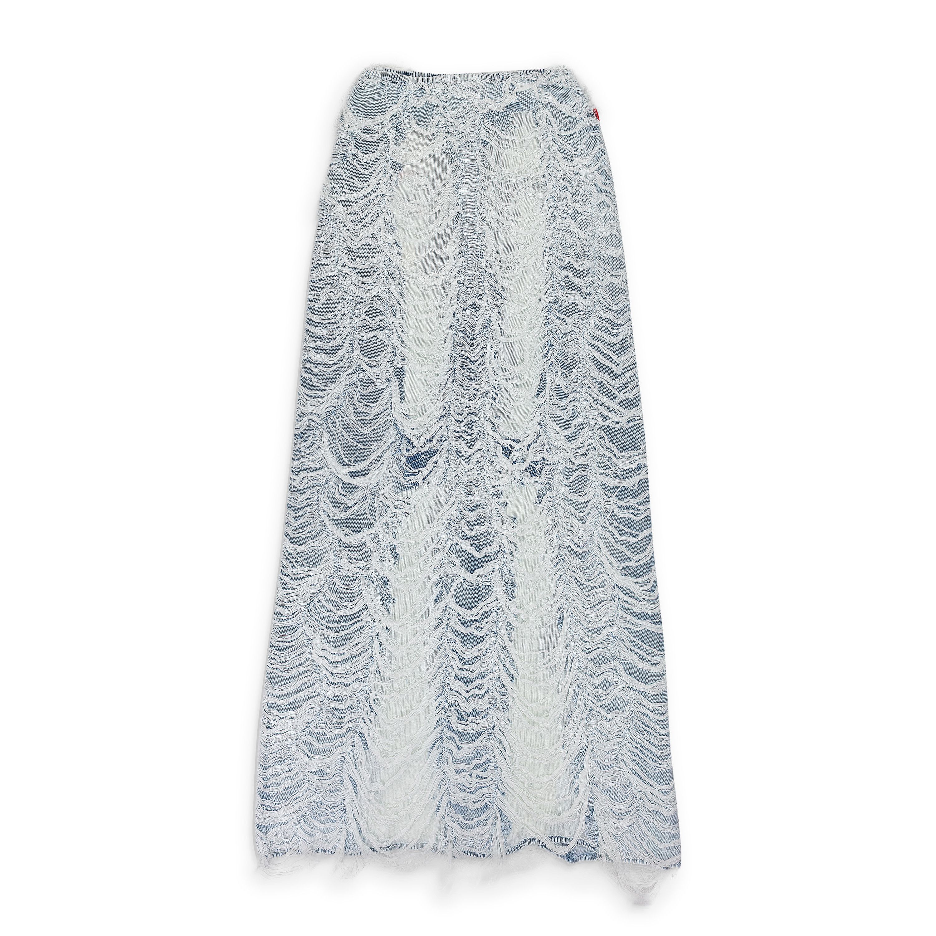 BLUE DENIM SHREDDED LONG MAXI SKIRT SIZE S