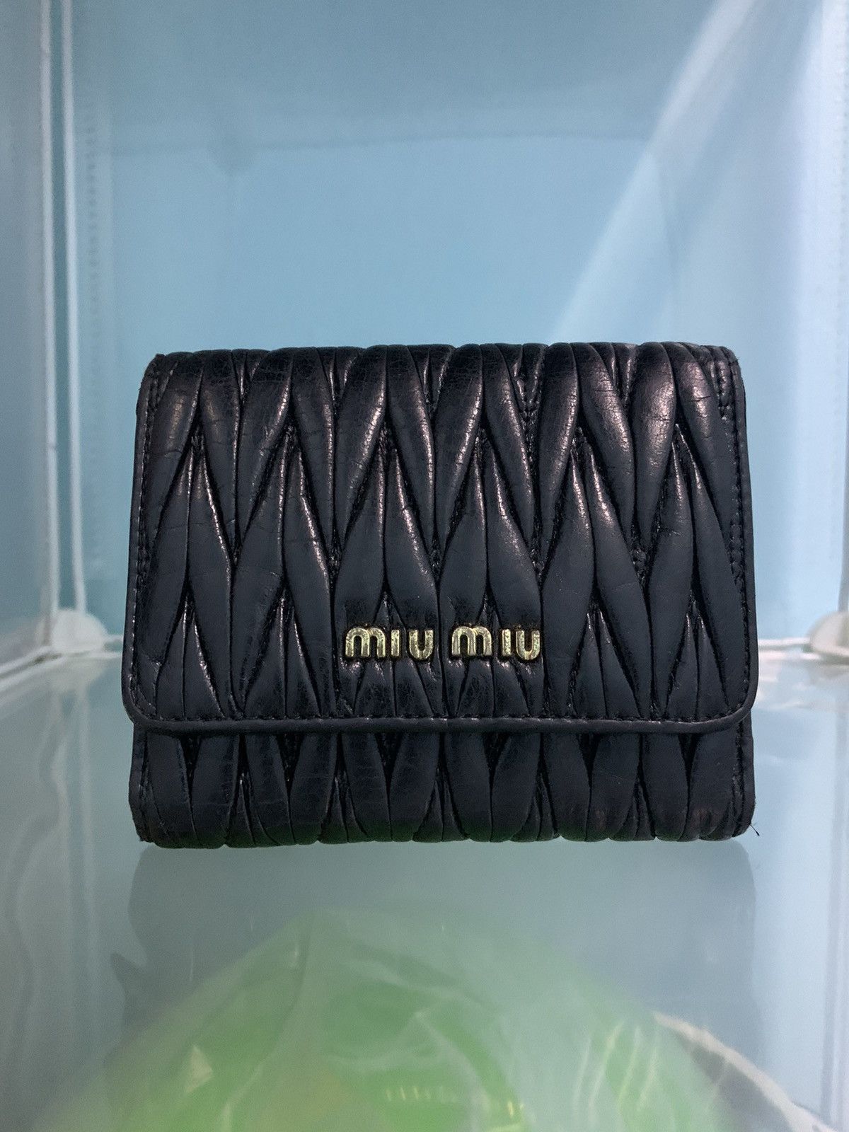 Miu Miu Leather Wallet in Black, Women's