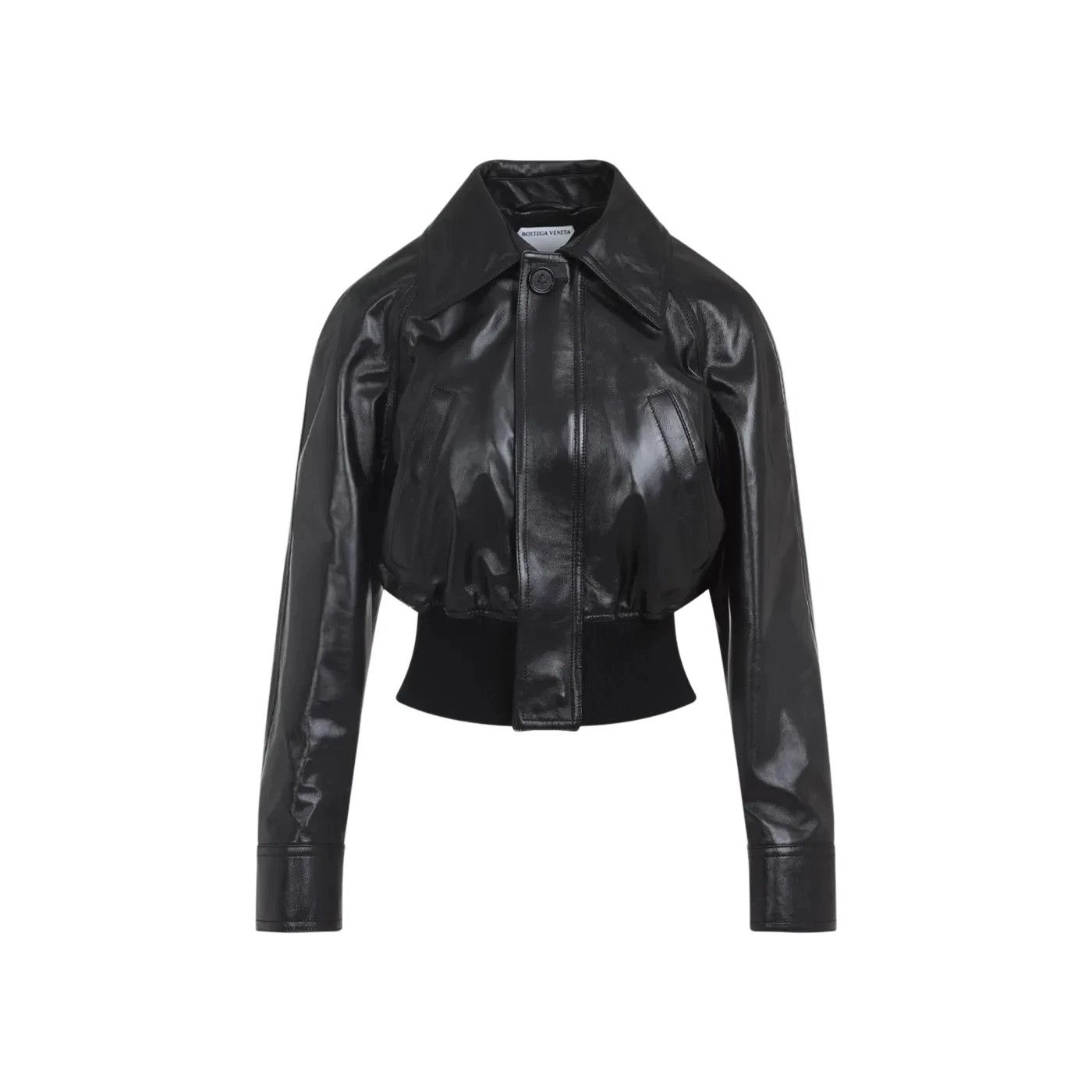 BOTTEGA VENETA Black Light Leather Blouson Jacket New