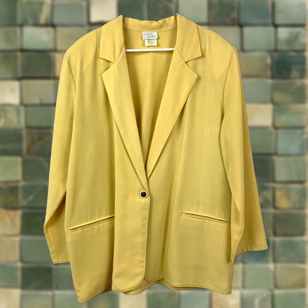 Vintage VINTAGE Bobbie Brooks Yellow Jacket Blazer One Button Womens Large Size L / US 10 / IT 46 - 1 Thumbnail
