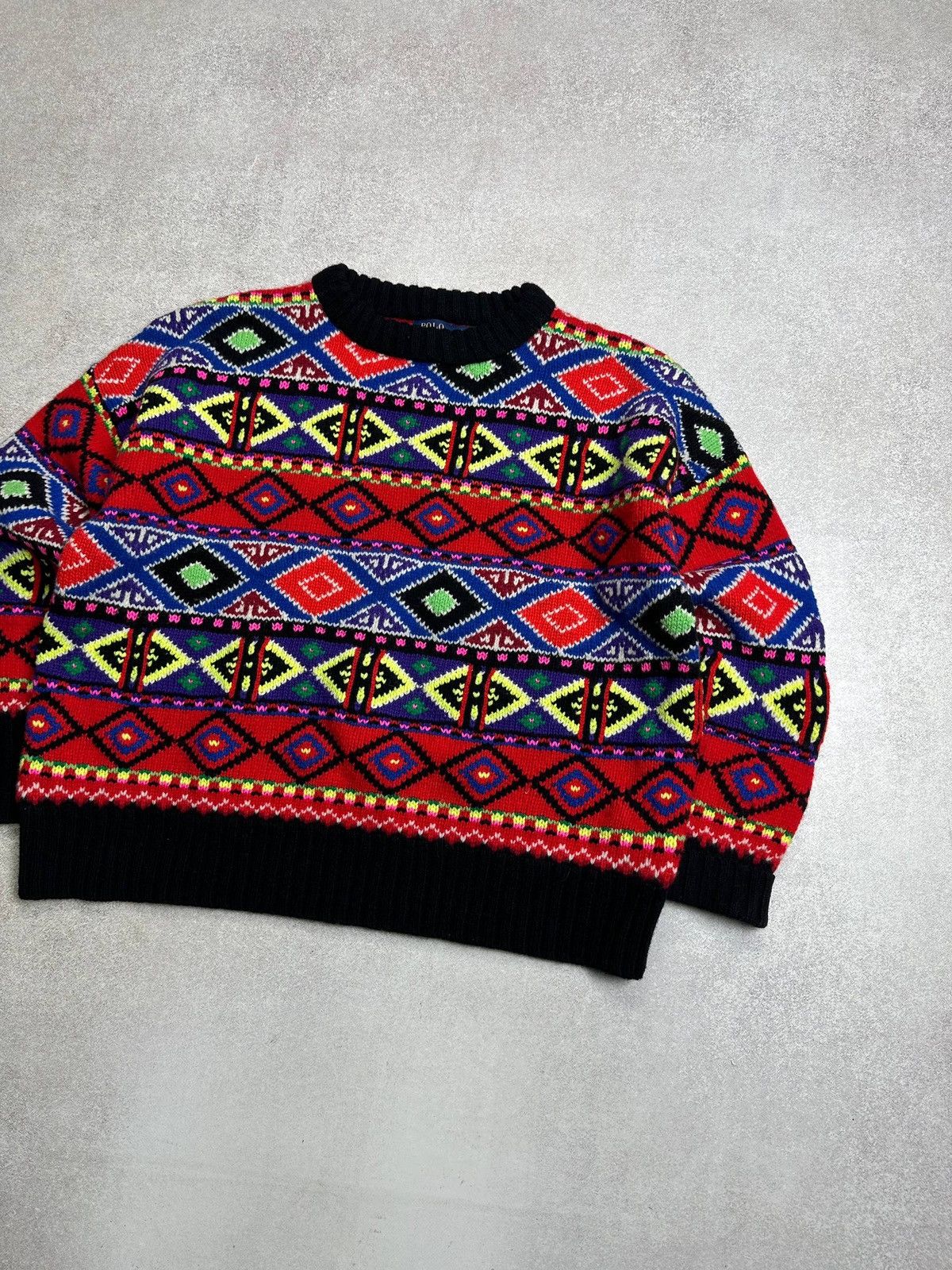 Polo Ralph Lauren Vintage Polo Ralph Lauren RRL Abstract Coogi Style Sweater Size US XL / EU 56 / 4 - 2 Thumbnail