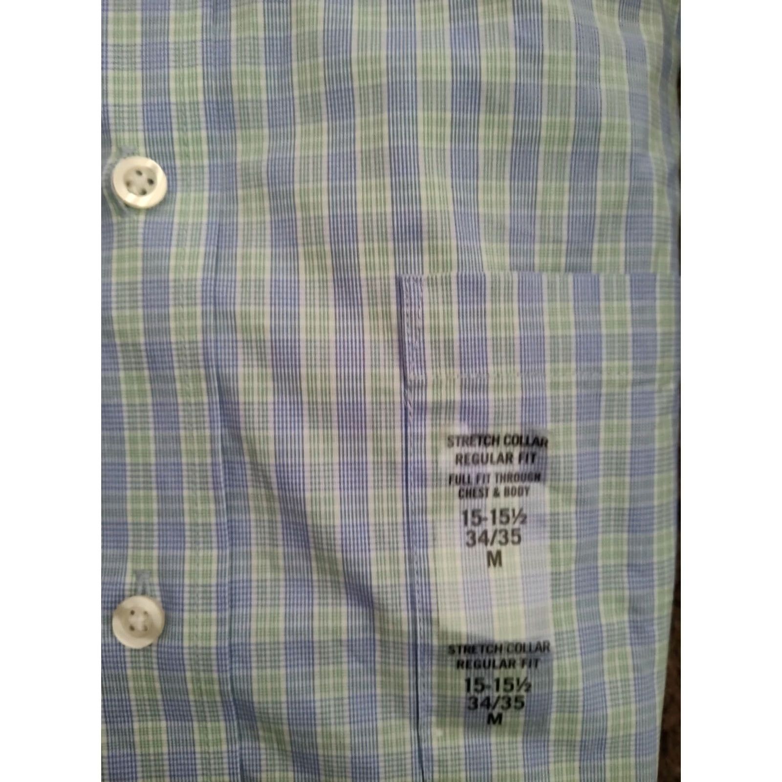 Chaps VINTAGE New Mens Chaps Regular Fit Plaid Blue Green Size M 15-15.5 34/35 Dress Shirt Mens Size 40R - 2 Thumbnail